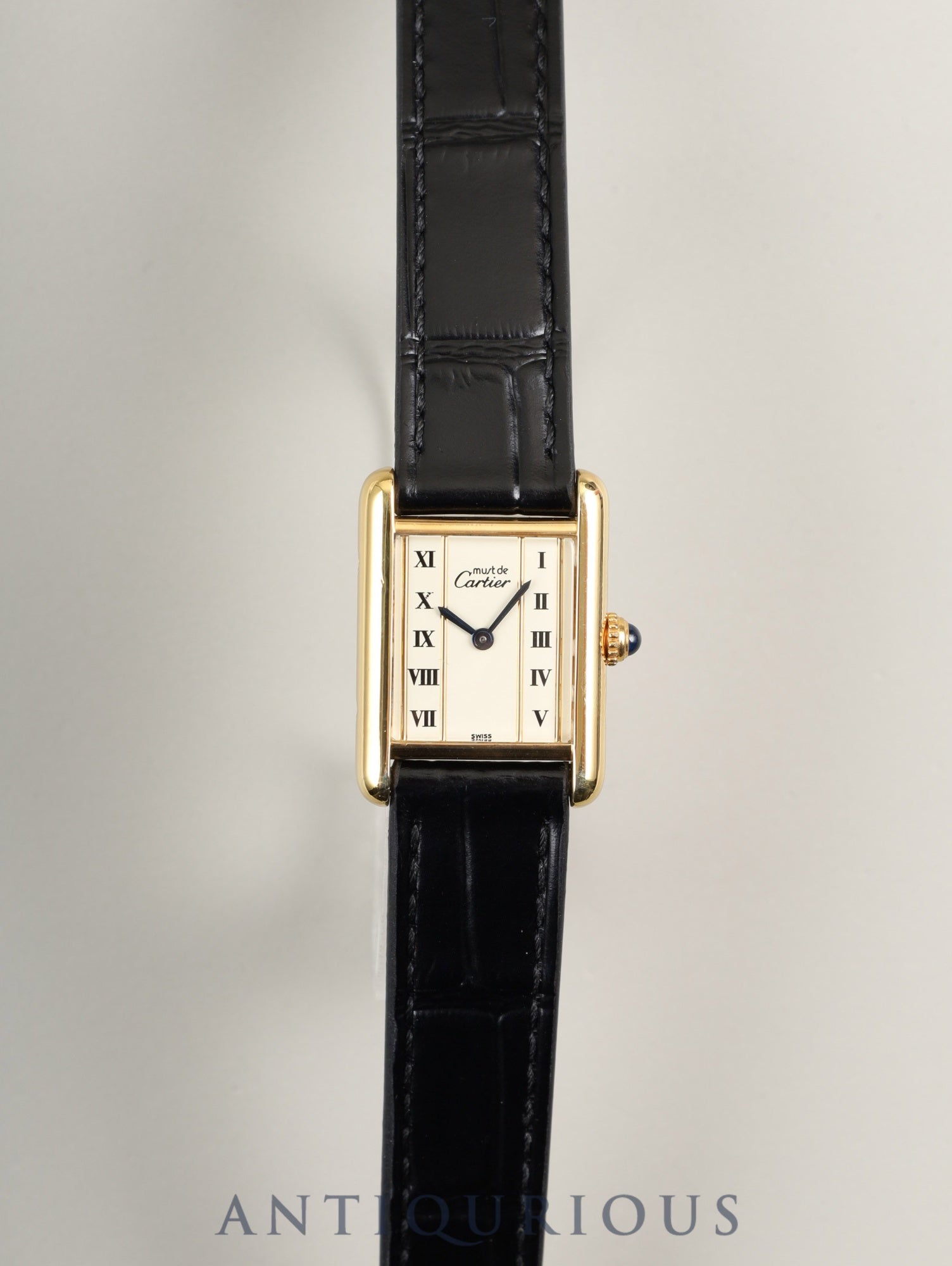 カルティエ マストタンク SM 5057001 クォーツ Cal.057 SV925 革 純正尾錠（GP）ストレートローマン文字盤（SWISS表記）オーバーホール済み