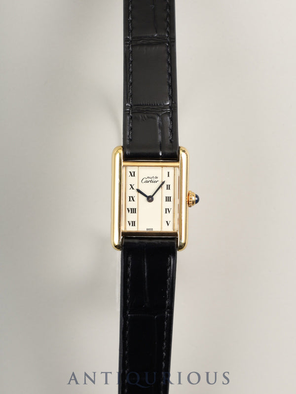 Cartier Must Tank SM 5057001 Quartz Caliber 057 SV925 Leather Straight Roman Dial (SWISS Marking) Overhauled