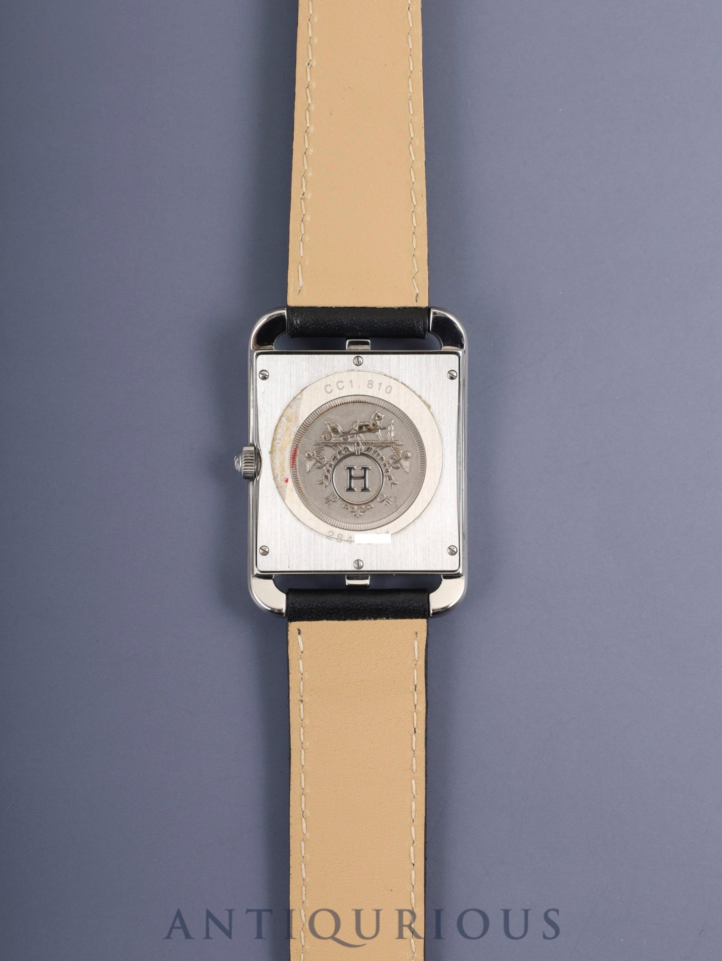 エルメス ケープコッド CC1.810 クォーツ SS 革 純正尾錠（SS）グレーアラビア文字盤 保存袋 オーバーホール済み