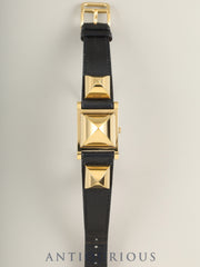 エルメス メドール 11.01 クォーツ Cal.976.001 GP 純正革ベルト（◯Y刻印：1995年） 純正ピンバックル（GP） ホワイト文字盤 箱 冊子 タグ 保証書（1995年）オーバーホール済み