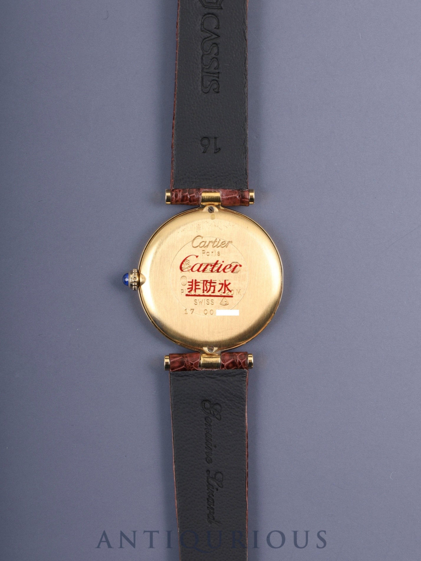 カルティエ マスト ヴァンドーム VLC LM クォーツ SV925 革 純正尾錠（GP）ボルドー文字盤 ガーネットダイアル カルティエブティックにてコンプリートサービス済み