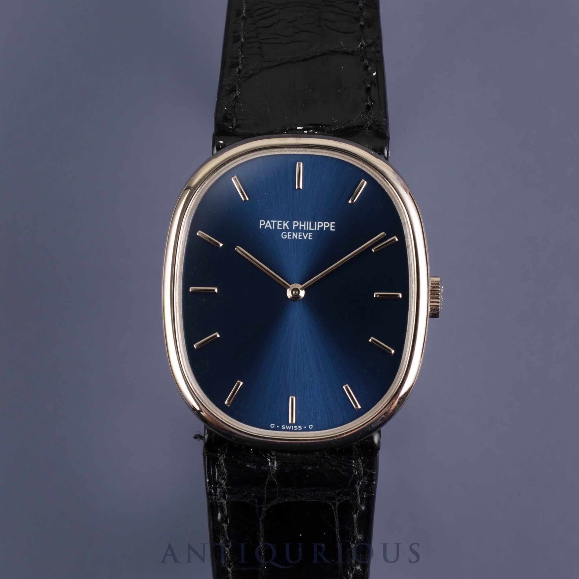 Patek Philippe Golden Ellipse 3848 Manual winding Cal.215 WG Genuine leather strap Genuine buckle (750) Blue dial Warranty (2001) Box Case Overhauled