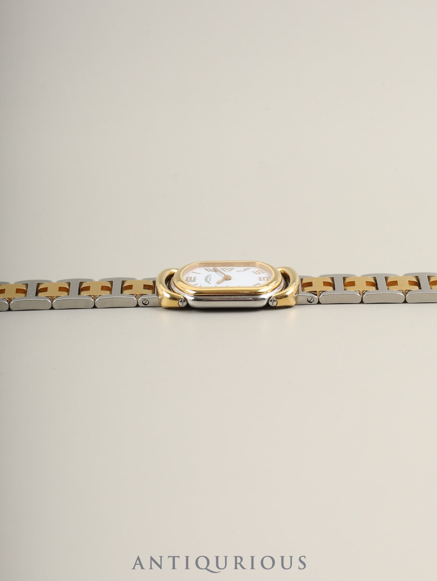 エルメス ラリー クォーツ 77.03 Cal.976.001 SS/GP SS/GP ホワイト文字盤 ケース オーバーホール済み