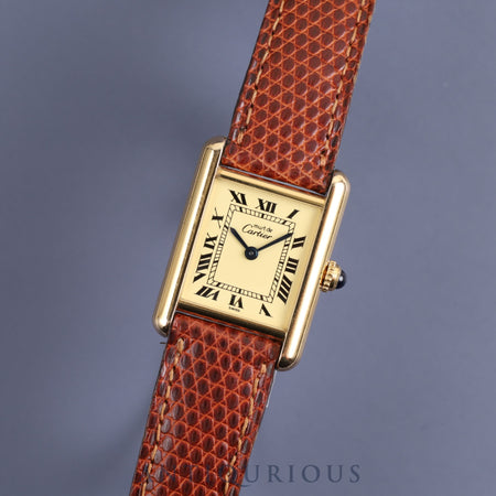 Cartier Must Tank SM 1613 Quartz Cal.057 SV925 Genuine leather strap Genuine buckle (GP) Ivory Roman dial Overhauled