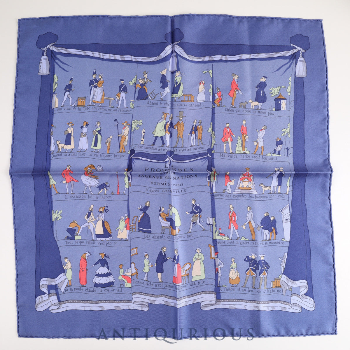 エルメス スカーフ カレ45 LES PROVERBES SONT LA SAGESSE DES NATION SILK100％