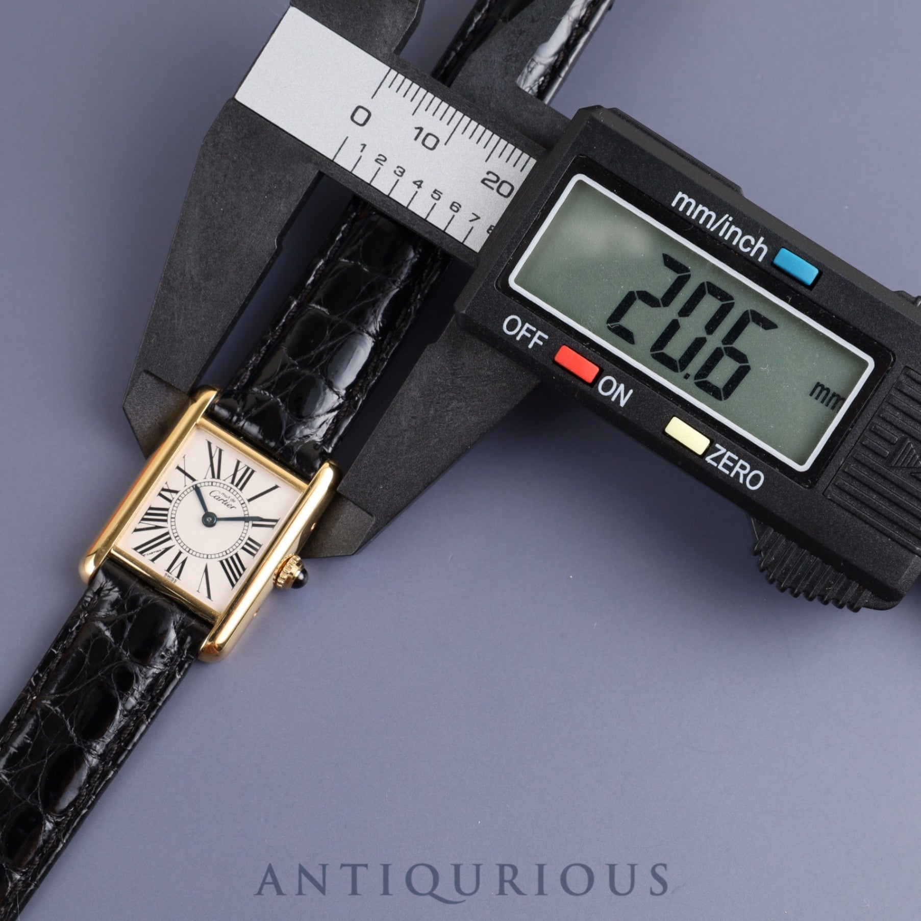 Cartier Must Tank SM 1613 Quartz Cal.057 SV925 Leather Genuine D Buckle (GP) Opalan Dial Overhauled