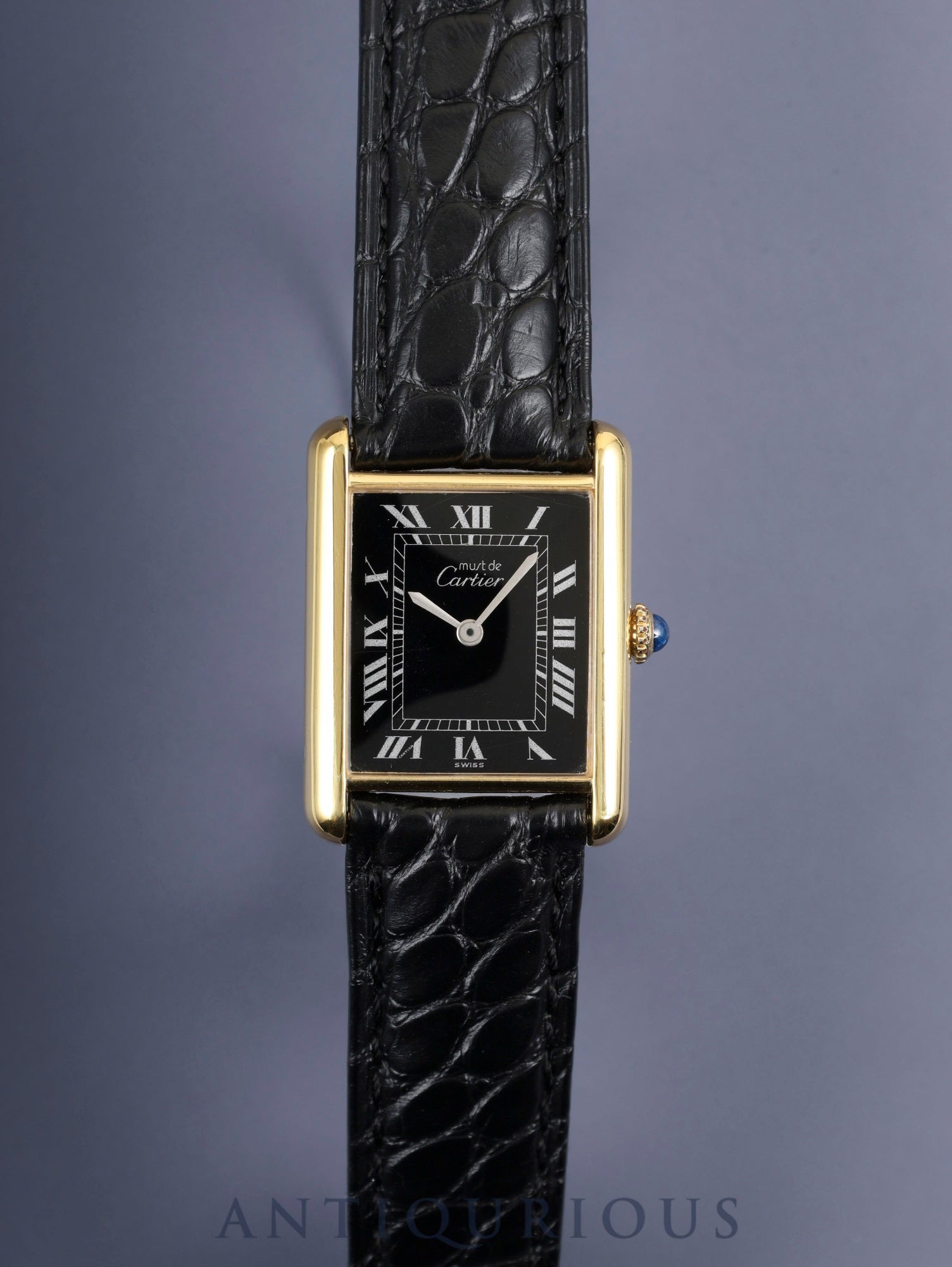 カルティエ マストタンク LM 手巻き Cal.78-1 SV925 純正革ベルト 純正Dバックル（GP）ブラックローマン文字盤（SWISS表記）1976年頃～1981年頃 オーバーホール済み 新品仕上げ済み