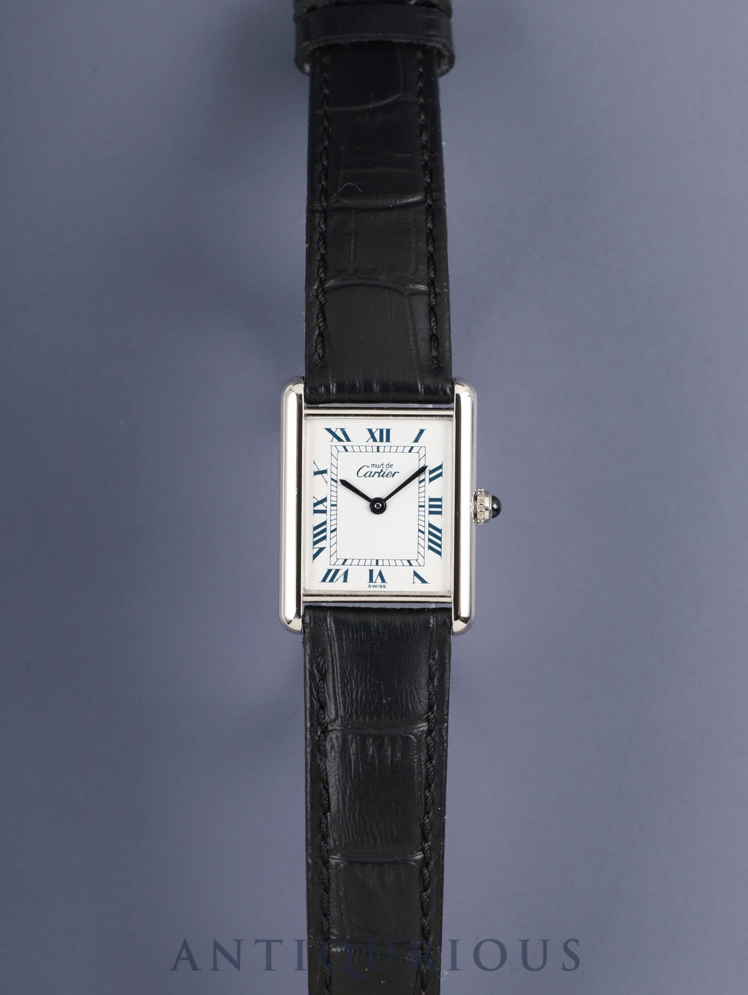 カルティエ マストタンク LM 690006 クォーツ Cal.90 SV925 革 純正ピンバックル（SS）ホワイトローマン文字盤（SWISS表記）箱 冊子 保証書（無記載）オーバーホール済み