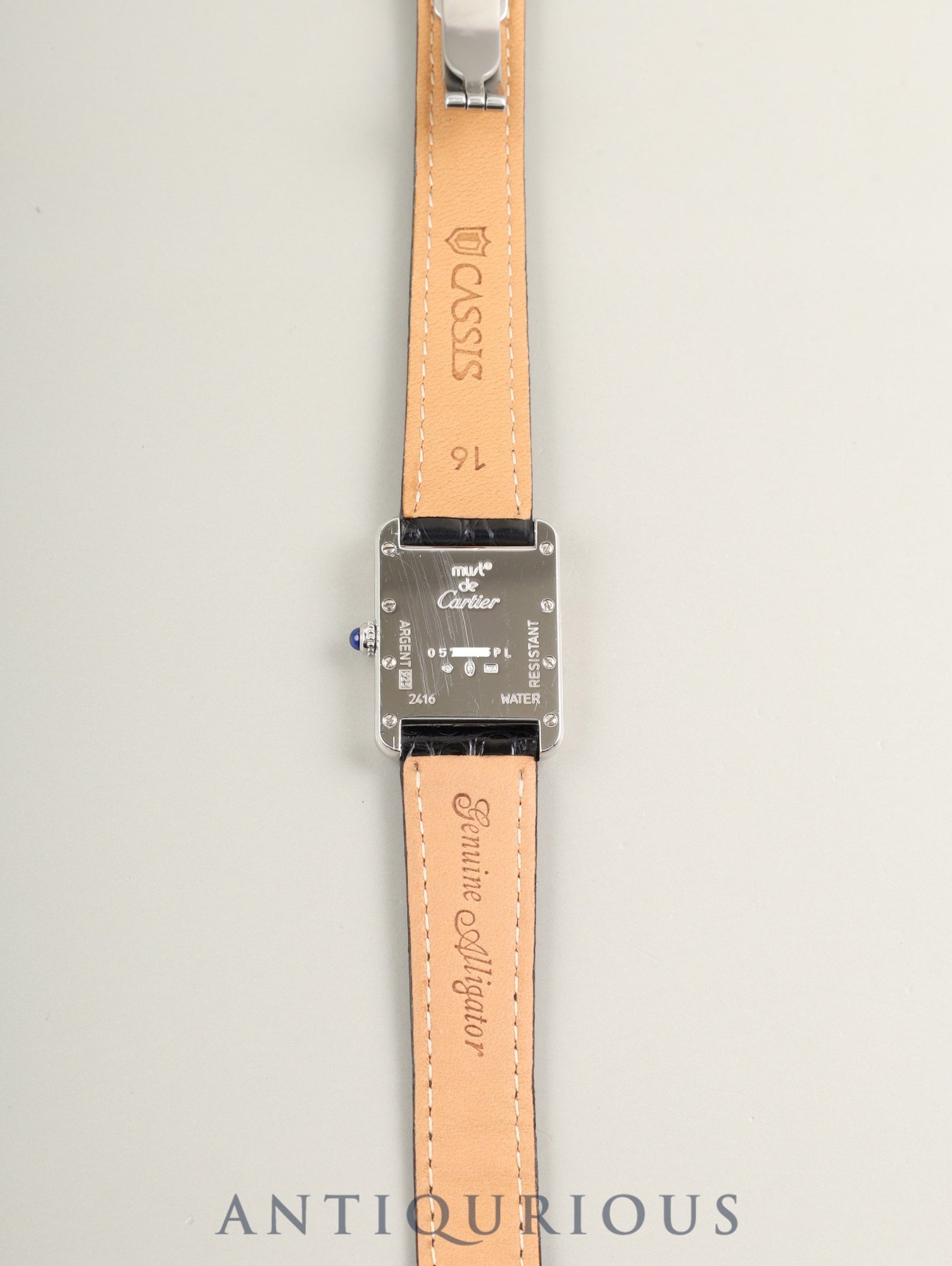 Cartier Must Tank MM W1016230 / 2416 Quartz Cal.057 SV925 Leather Genuine Deployant Buckle (SS) Light Green Roman Dial (SWISS MADE, 2000 Christmas Limited Edition) Overhauled