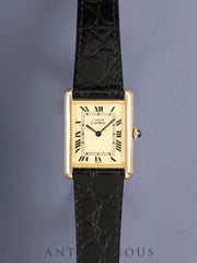Cartier Must Tank LM 6 Hand-wound Cal.78-1 SV925 Leather Genuine Pin Buckle (GP) Ivory Roman Dial (SWISS Dial) Overhauled
