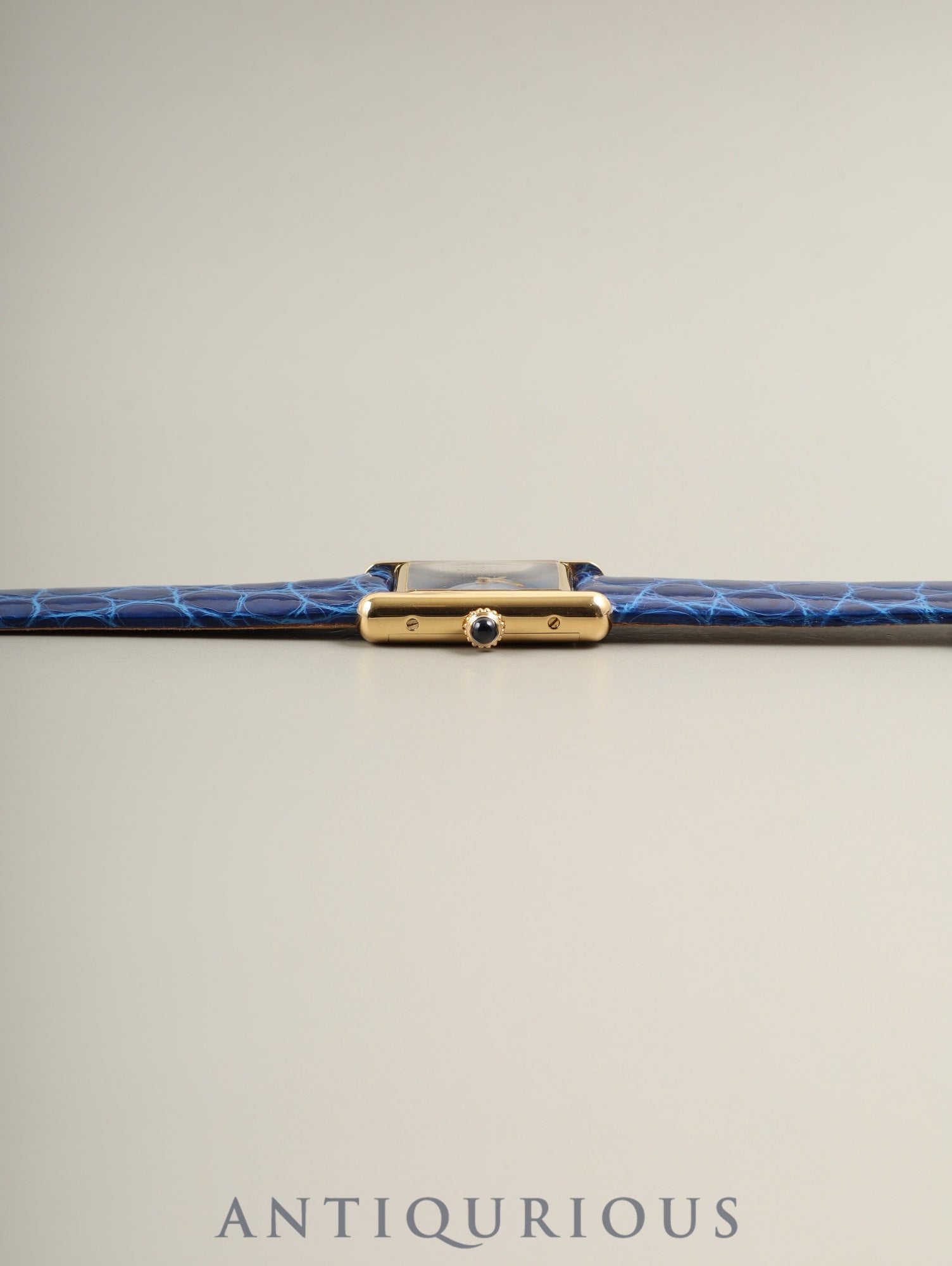 カルティエ マストタンク SM 手巻き Cal.78-1 SV925 革 純正ピンバックル（GP） ラピスラズリ文字盤（SWISS表記） オーバーホール済み
