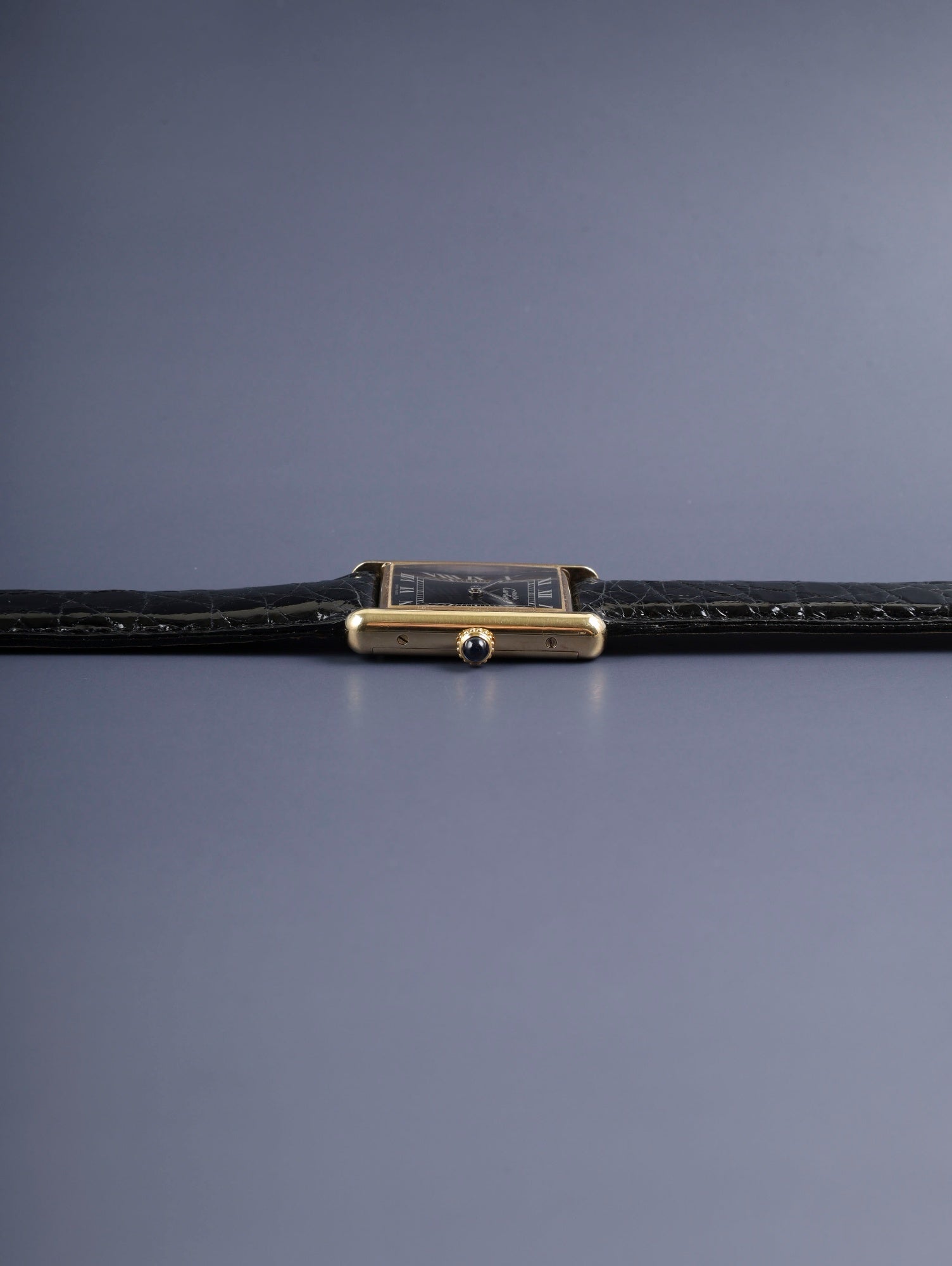 カルティエ マストタンク LM 手巻き Cal.78-1 SV925 革 純正ピンバックル（GP） ブラックローマン文字盤（SWISS MADE表記）カルティエブティックにてコンプリートサービス（フルメンテナンス）済み