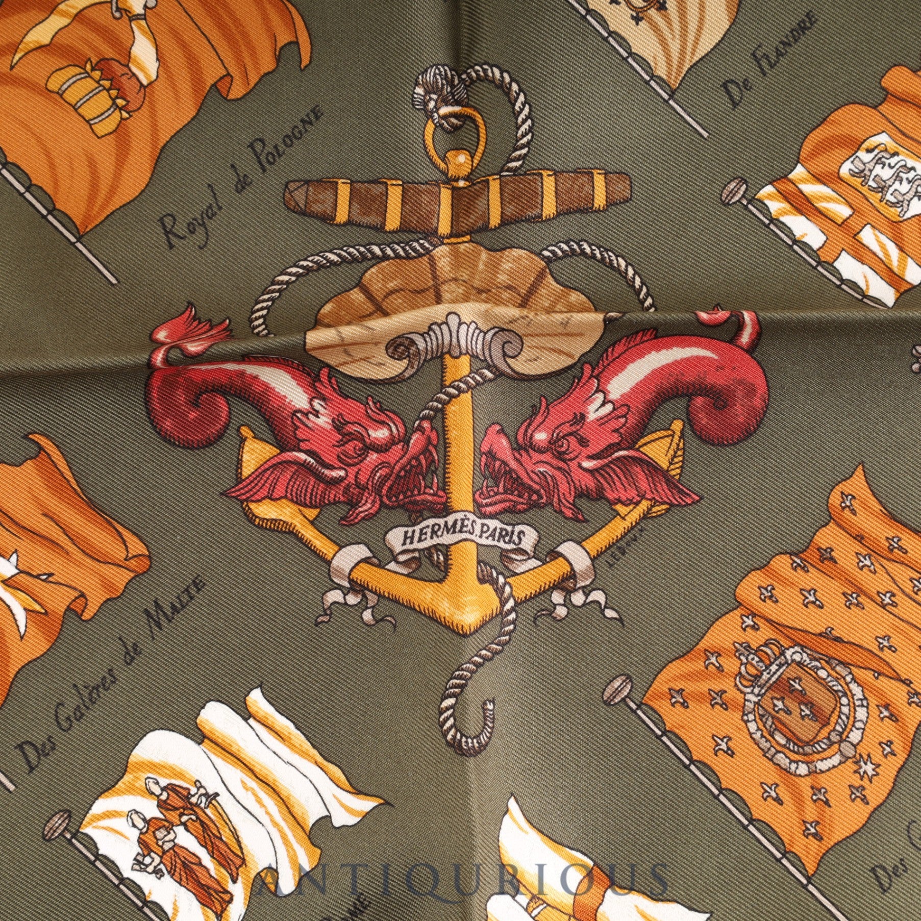Hermes Scarf Carre 45 PAVOIS Ship's Flag SILK 100% Box