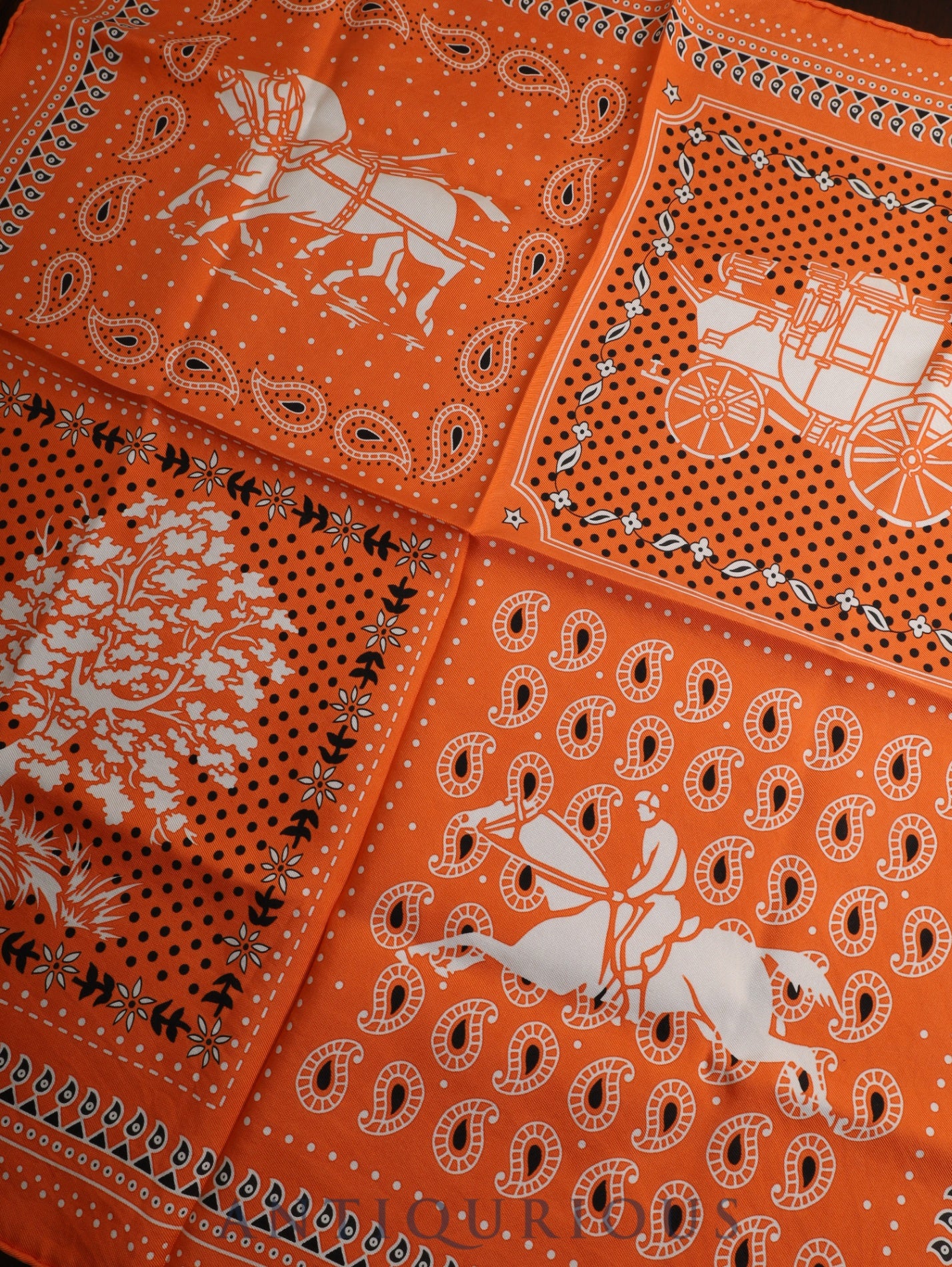 HERMES Scarf Carre 55 ECURIE PARIS SIENNES Stables of Paris 100% Silk