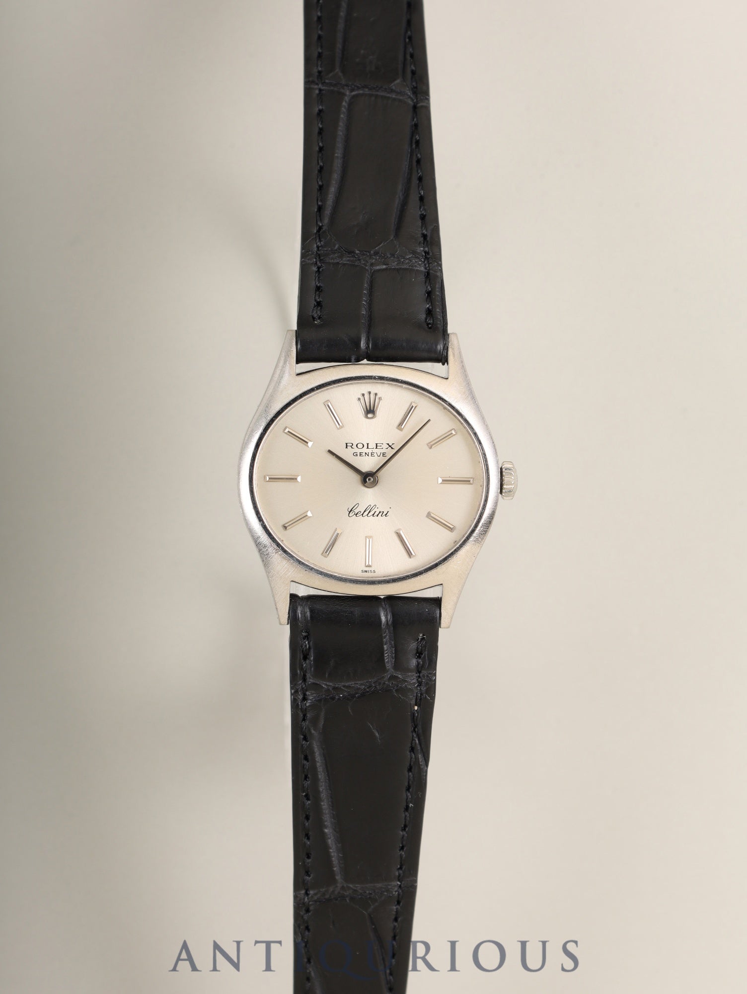 ロレックス チェリーニ 3802 手巻き Cal.1600 革 750WG 純正ピンバックル（SS） シルバー文字盤  30番台（1970年） オーバーホール済み