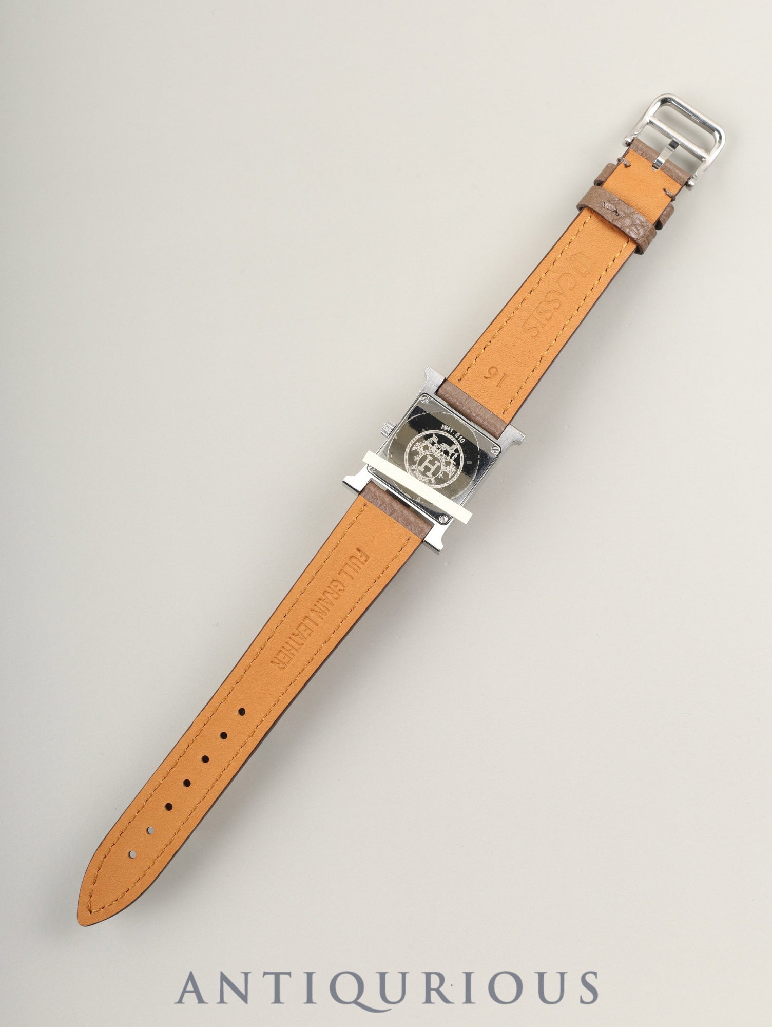 エルメス Hウォッチ HH1.210 クォーツ Cal.- SS 革 純正ピンバックル（SS）ホワイト文字盤  箱 冊子 保証書（2006年）  純正革ベルト（□I刻印：2005年）オーバーホール済み