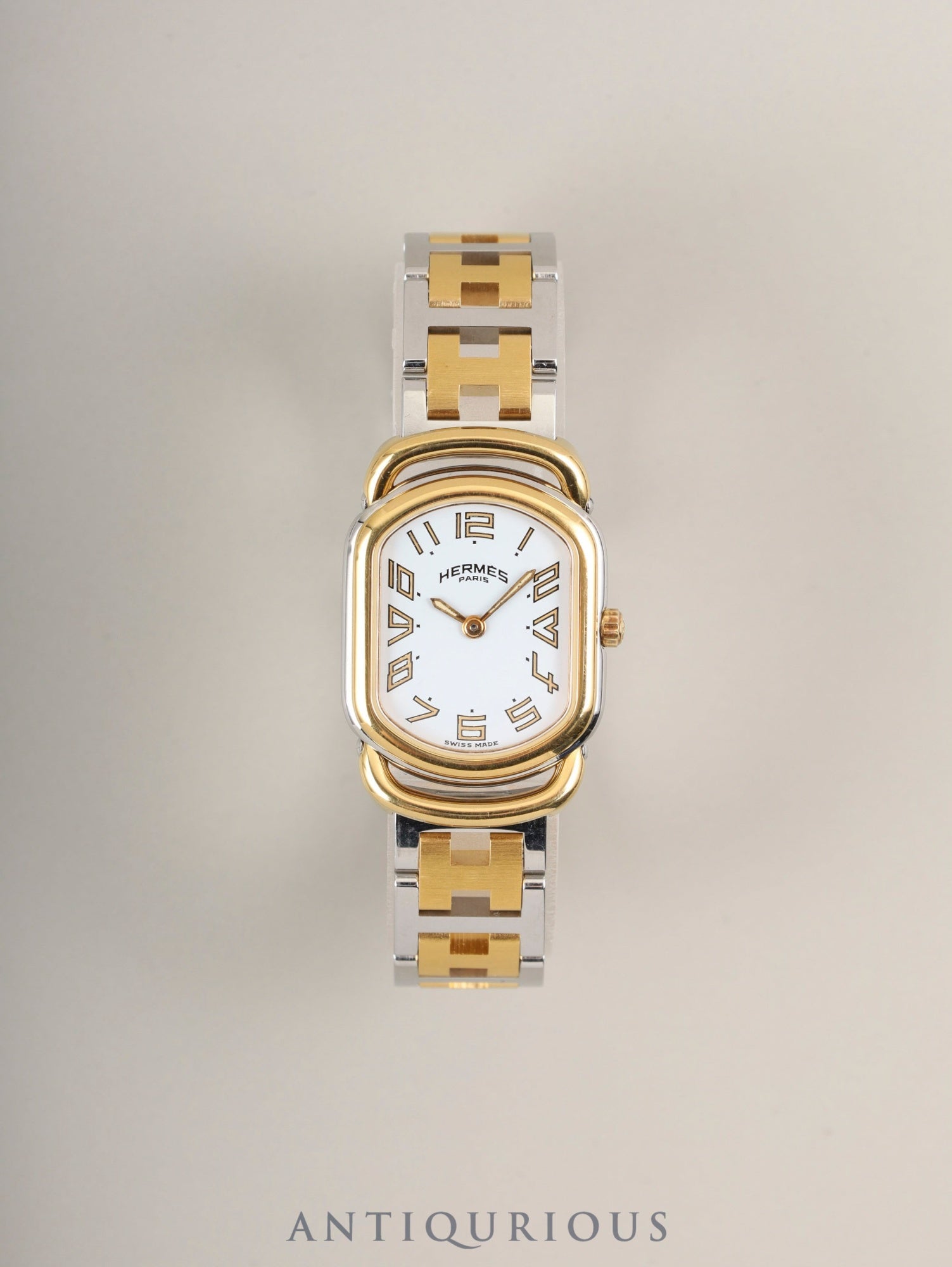 エルメス ラリー クォーツ 77.03 Cal.976.001 SS/GP SS/GP ホワイト文字盤 ケース オーバーホール済み