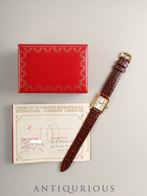Cartier Must Tank SM W1003053 / 5057001 Quartz Caliber 057 SV925 Leather Straight Roman Dial (SWISS Marking) Box Booklet Warranty Card (1991) Overhauled and Finished to Like New