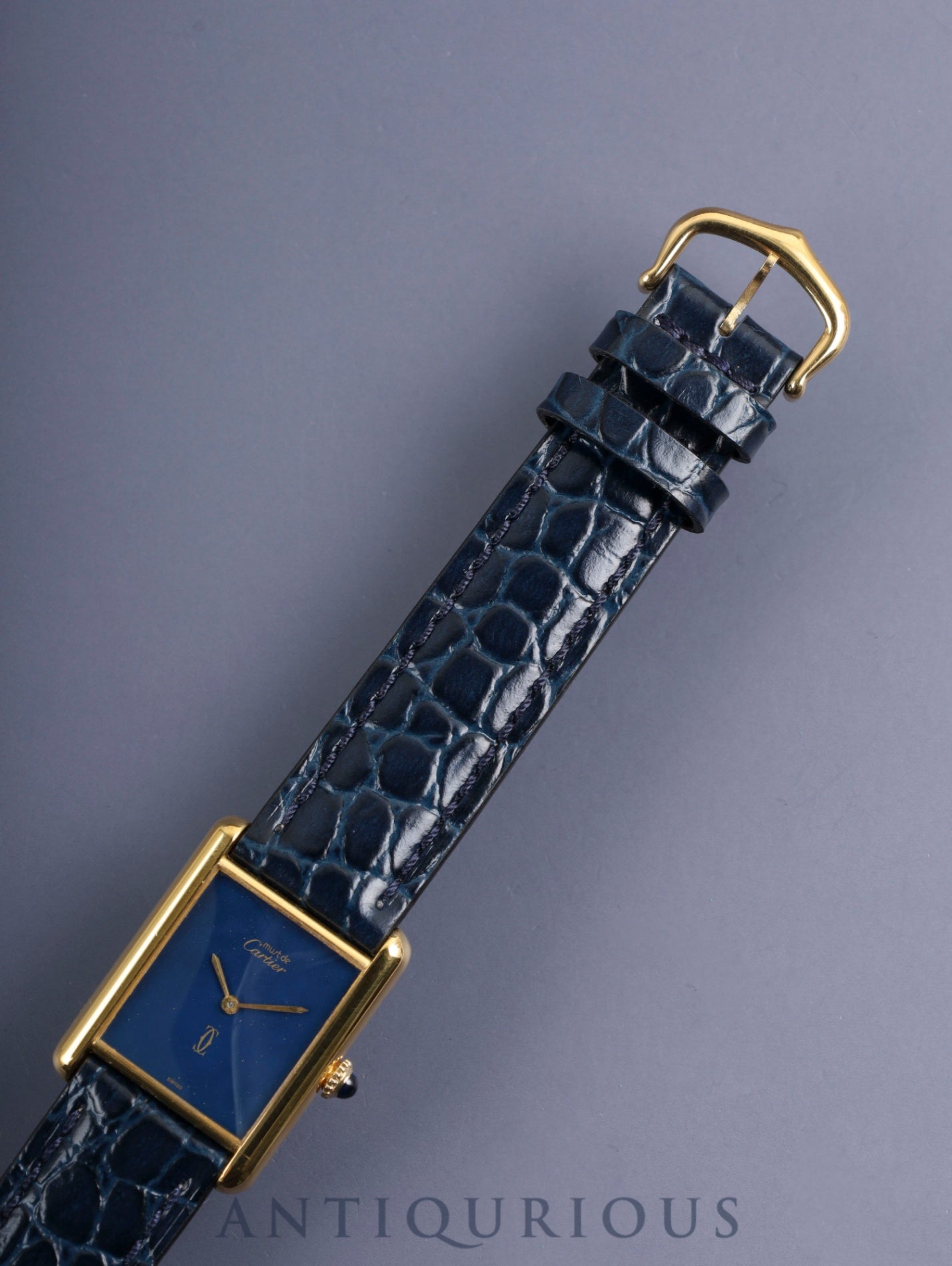 カルティエ マストタンク LM 手巻き Cal.78-1 SV925 革 純正ピンバックル（GP）ラピスラズリ文字盤（SWISS表記 ）オーバーホール済み 新品仕上げ済み