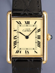 Cartier Must Tank LM 590005 Quartz Cal.90 SV925 Leather Original pin buckle (GP) Ivory Roman dial (SWISS notation) Overhauled
