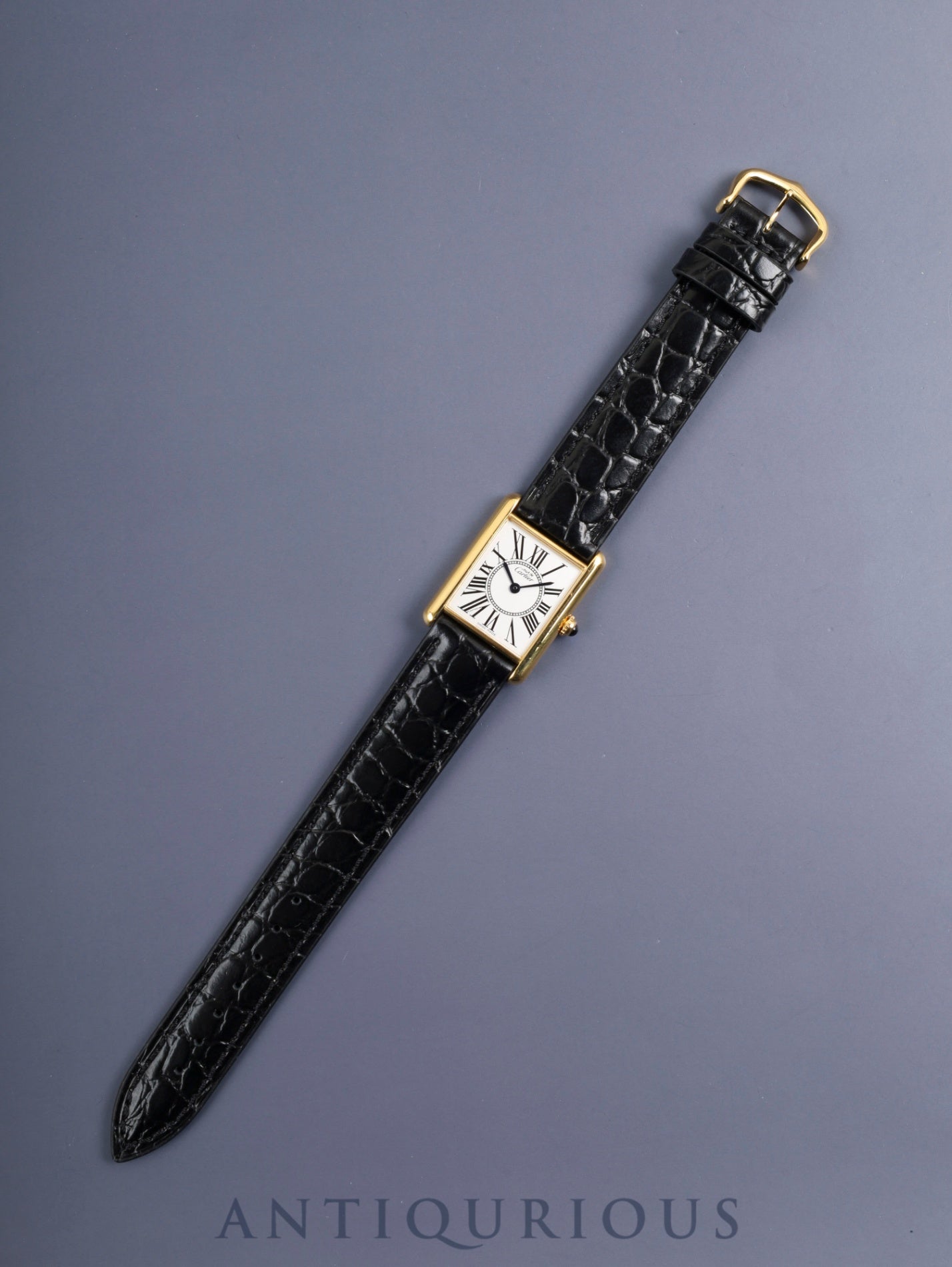 Cartier Must Tank LM 590005 Quartz SV925 Leather Original Pin Buckle (GP) Opaline Dial (SWISS MADE) Polished, Complete Service at Cartier Boutique