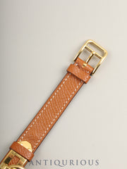 Hermès Kelly Watch KE1.210 Quartz GP Genuine Leather Strap (D Stamp: 2019) Genuine Buckle (GP) Champagne Dial Box Case Booklet Warranty (2022) Overhauled