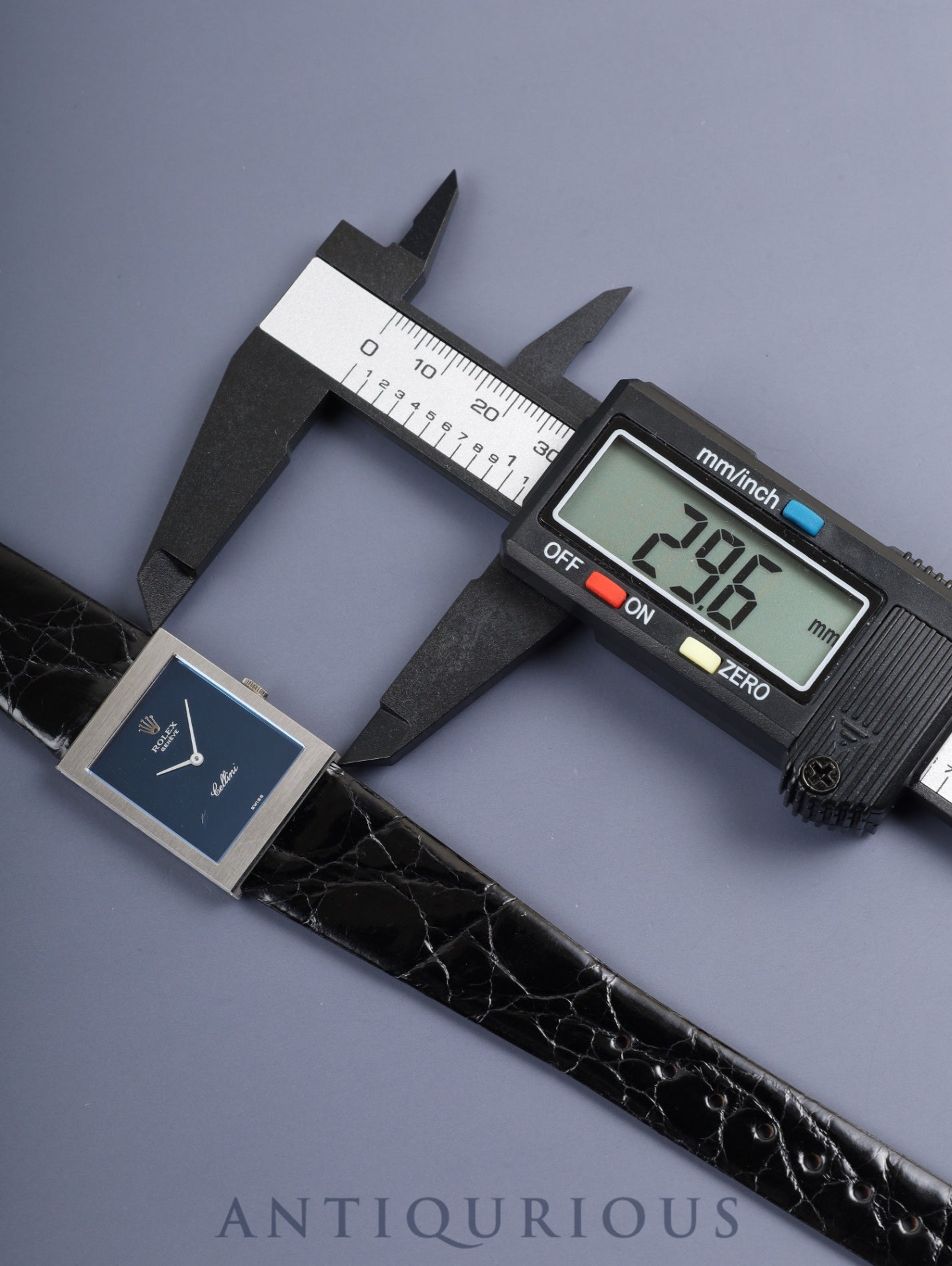 ロレックス チェリーニ 4014 手巻き Cal.1600 750WG 革 純正尾錠（GP） ブルー文字盤 35番台（1972年）オーバーホール済み