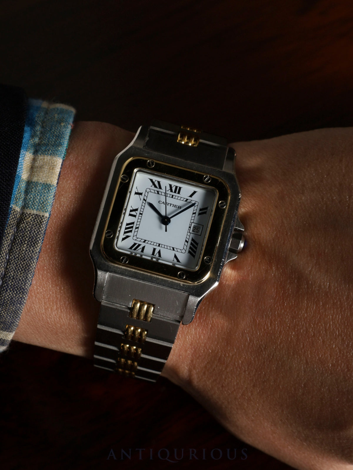 Cartier Santos Carre LM 2961 Automatic SS/YG White Roman Dial (SWISS) International Lifetime Warranty (1983) Complete Service at Cartier Boutique