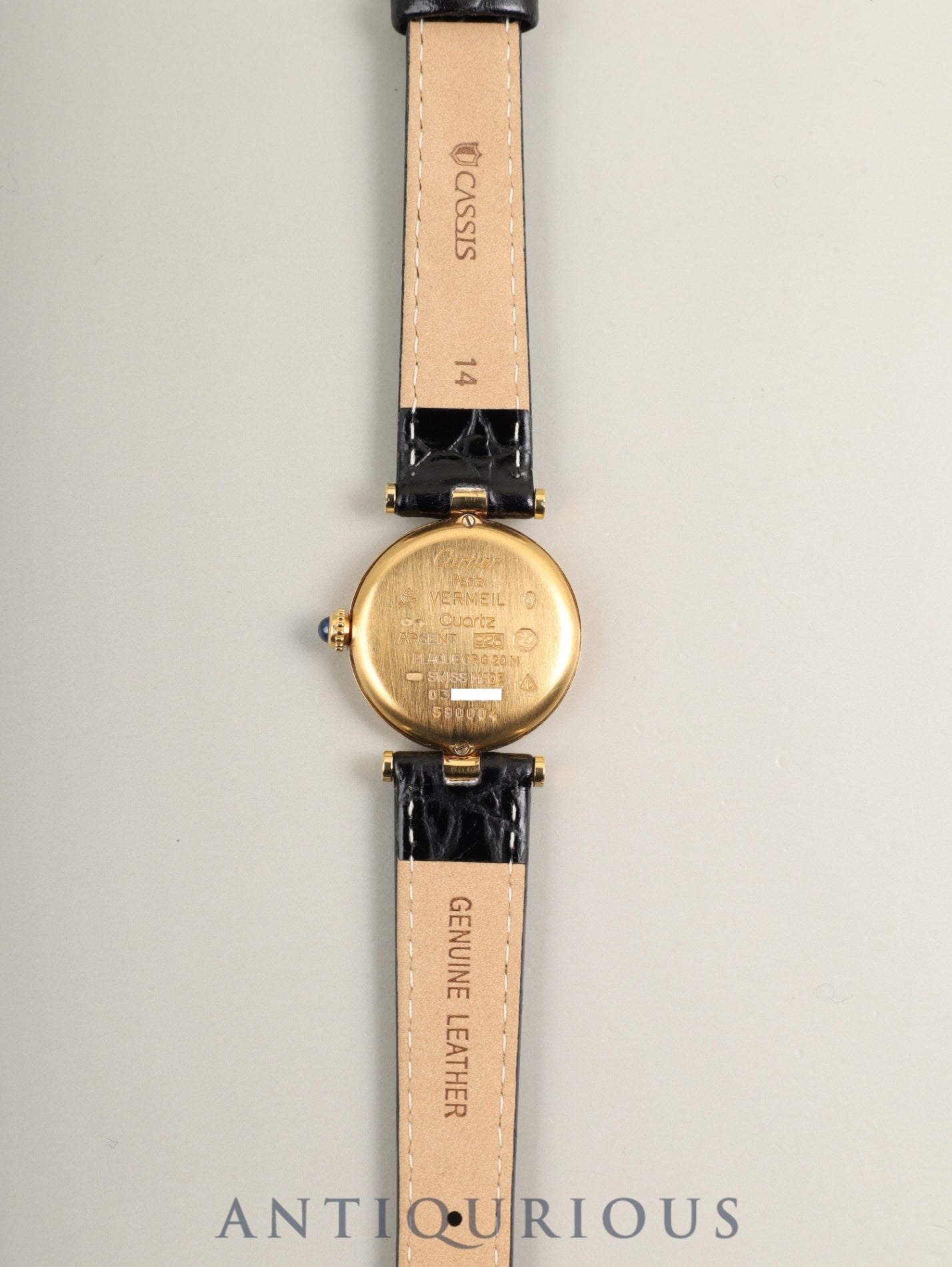 カルティエ マスト ヴァンドーム VLC SM 590004 クォーツ Cal.90 SV925 革 純正ピンバックル（GP）アイボリーローマン文字盤 箱 タグ 冊子 保証書（1991年）オーバーホール済み