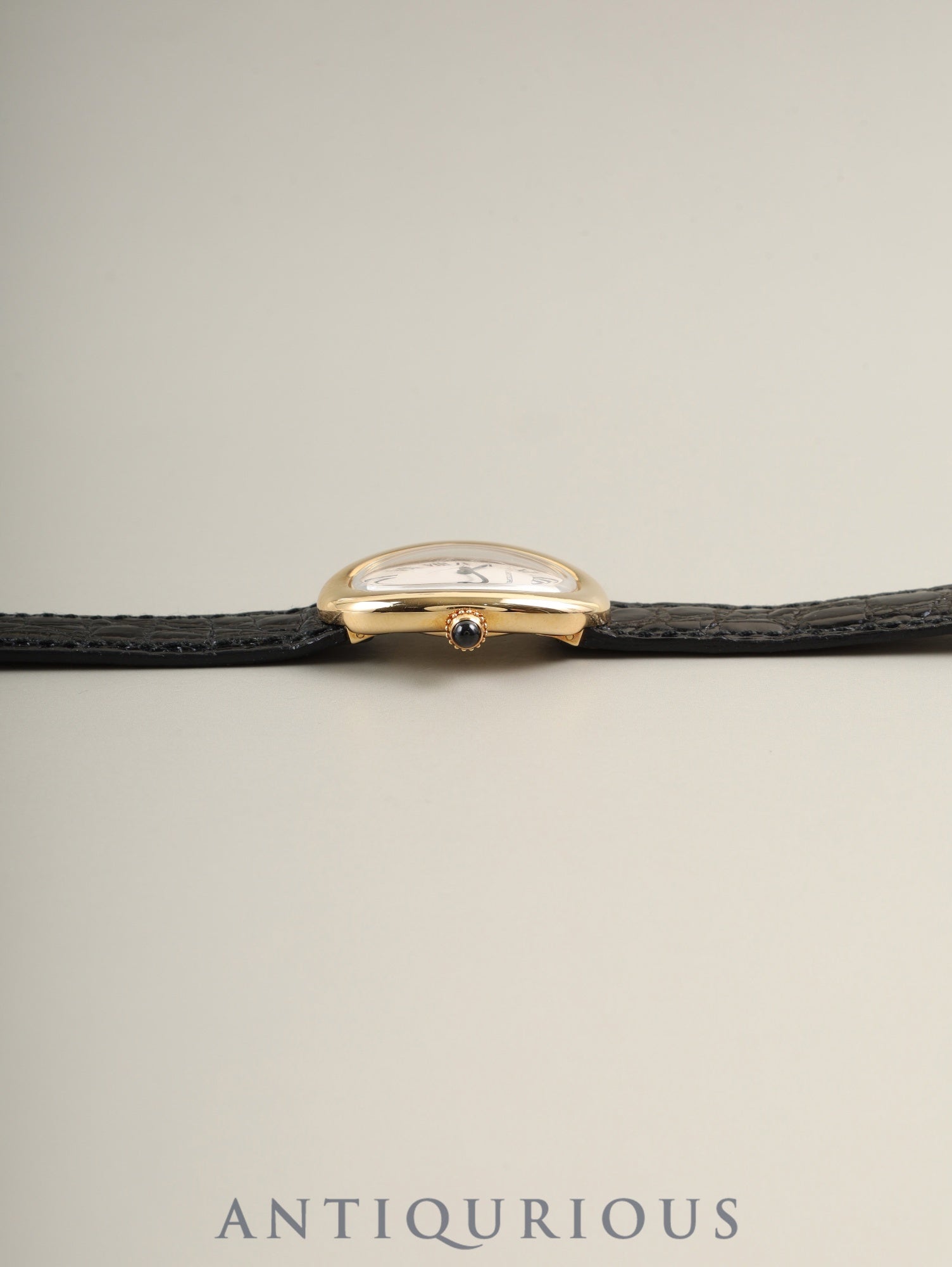 Cartier Baignoire SMW1506056 / 1952 Quartz Cal. 057 750YG Leather Genuine Pin Buckle (750YG) White Roman Dial Box Booklet Warranty (1995) Overhauled