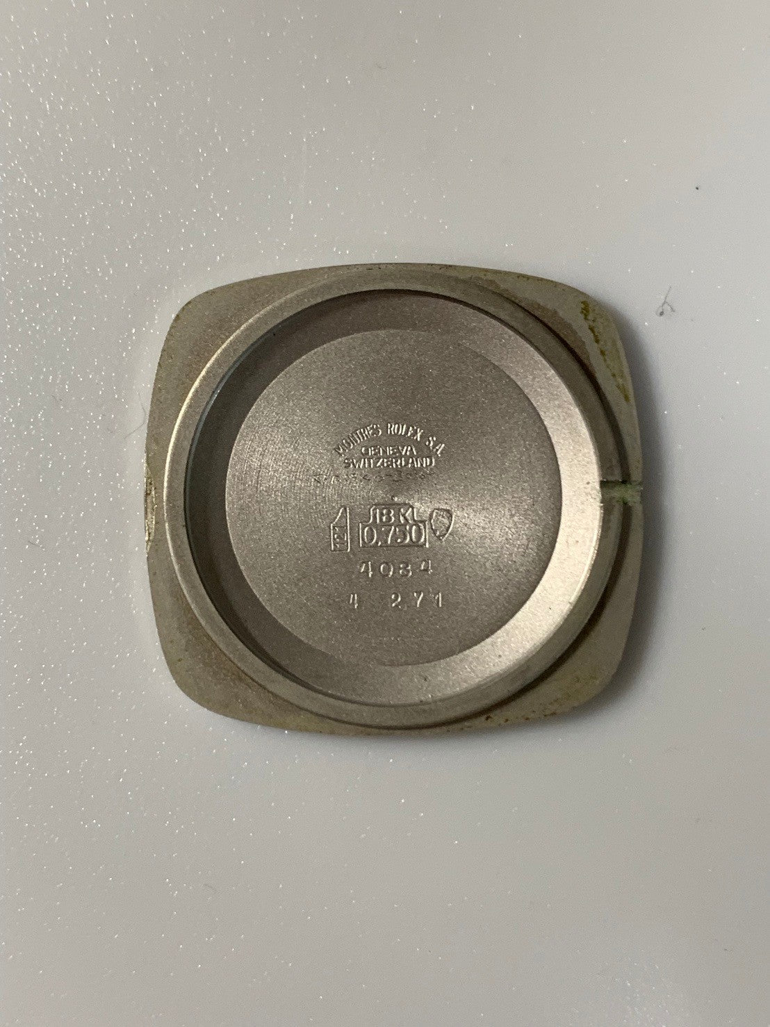 ロレックス チェリーニ 4084 手巻き Cal.1600 革 750WG 純正ピンバックル（SS）ネイビー文字盤 41番台（1974年）オーバーホール済み