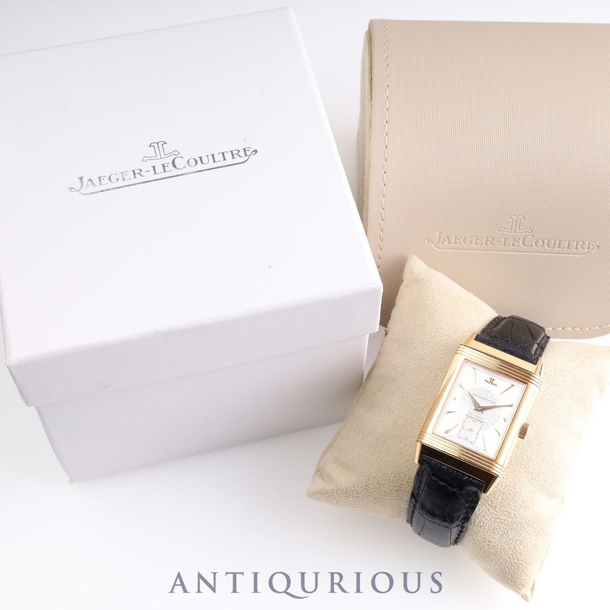 JAEGER・LECOULTRE ジャガー・ルクルト BIG REVERSO ARTDECO ビッグレベルソ アールデコ 270.2.62 手巻き Cal.822AD PG 純正革ベルト 純正尾錠（750）シルバー / スケルトン文字盤 箱