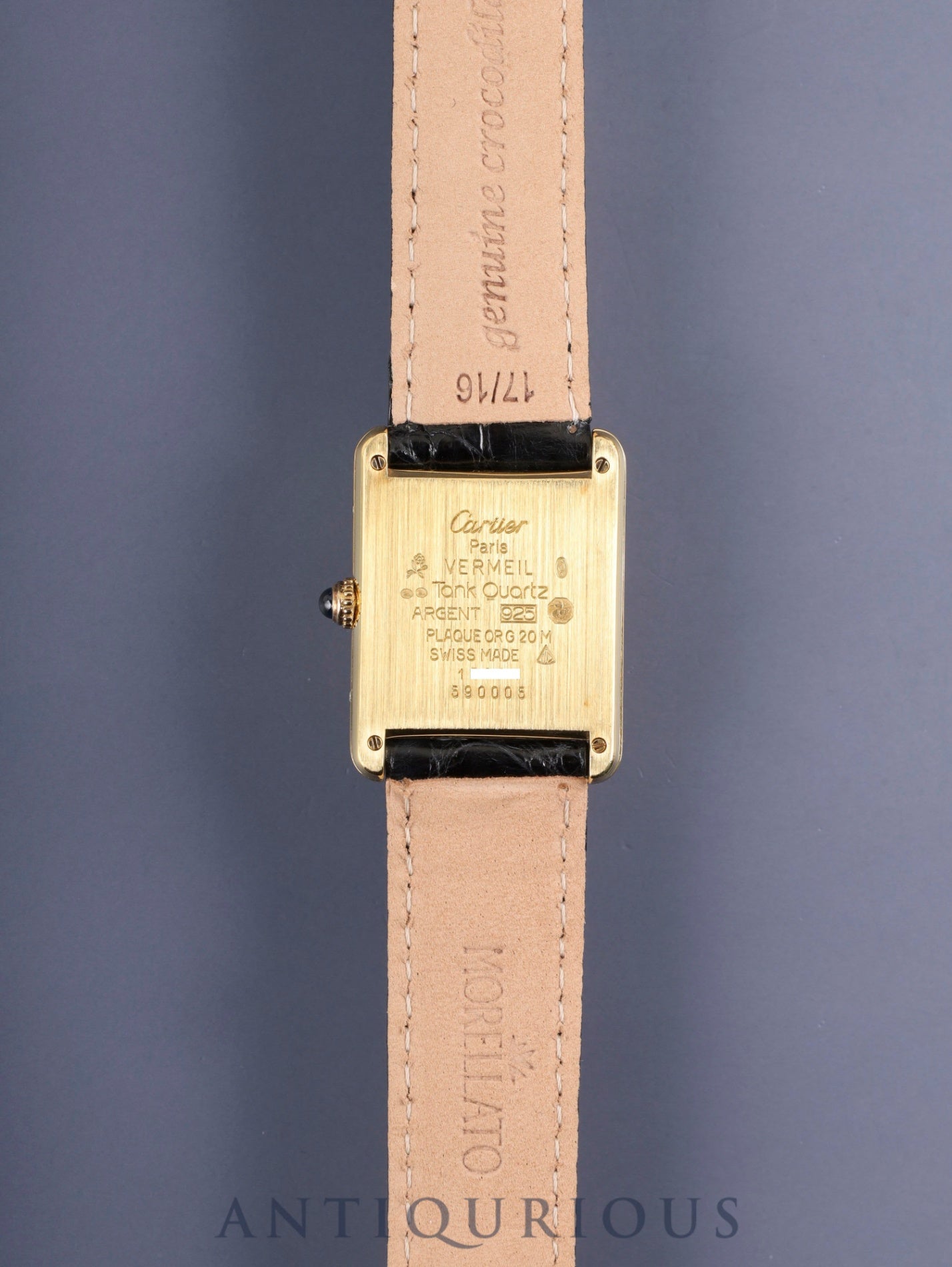 カルティエ マストタンク LM 590005 クォーツ Cal.90 SV925 革 純正Dバックル（GP）アラビア文字盤 オーバーホール済み 新品仕上げ済み