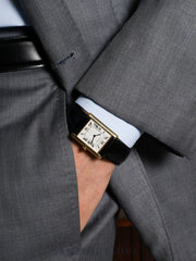 Cartier Tank Louis Cartier LM W1504856/96065, Manual-winding Cal.21, 750YG, Leather strap with original pin buckle (750YG), Silver guilloché dial (SWISS signed), booklets, warranty (1994), overhauled.