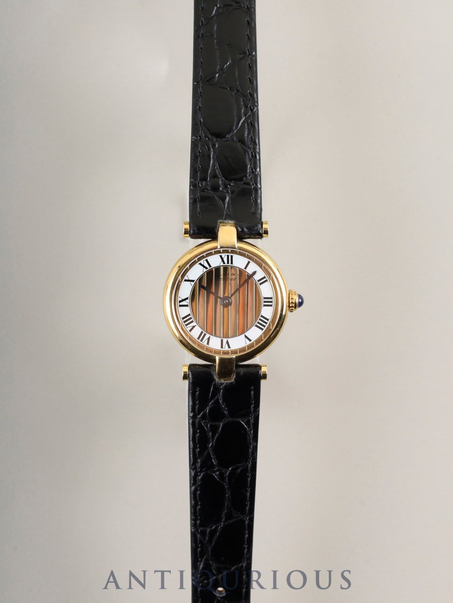 Cartier Must Vendôme VLC SM 1851 Quartz Caliber 690 SV925 Leather Strap with Genuine GP Buckle, Trinity Dial, Overhauled