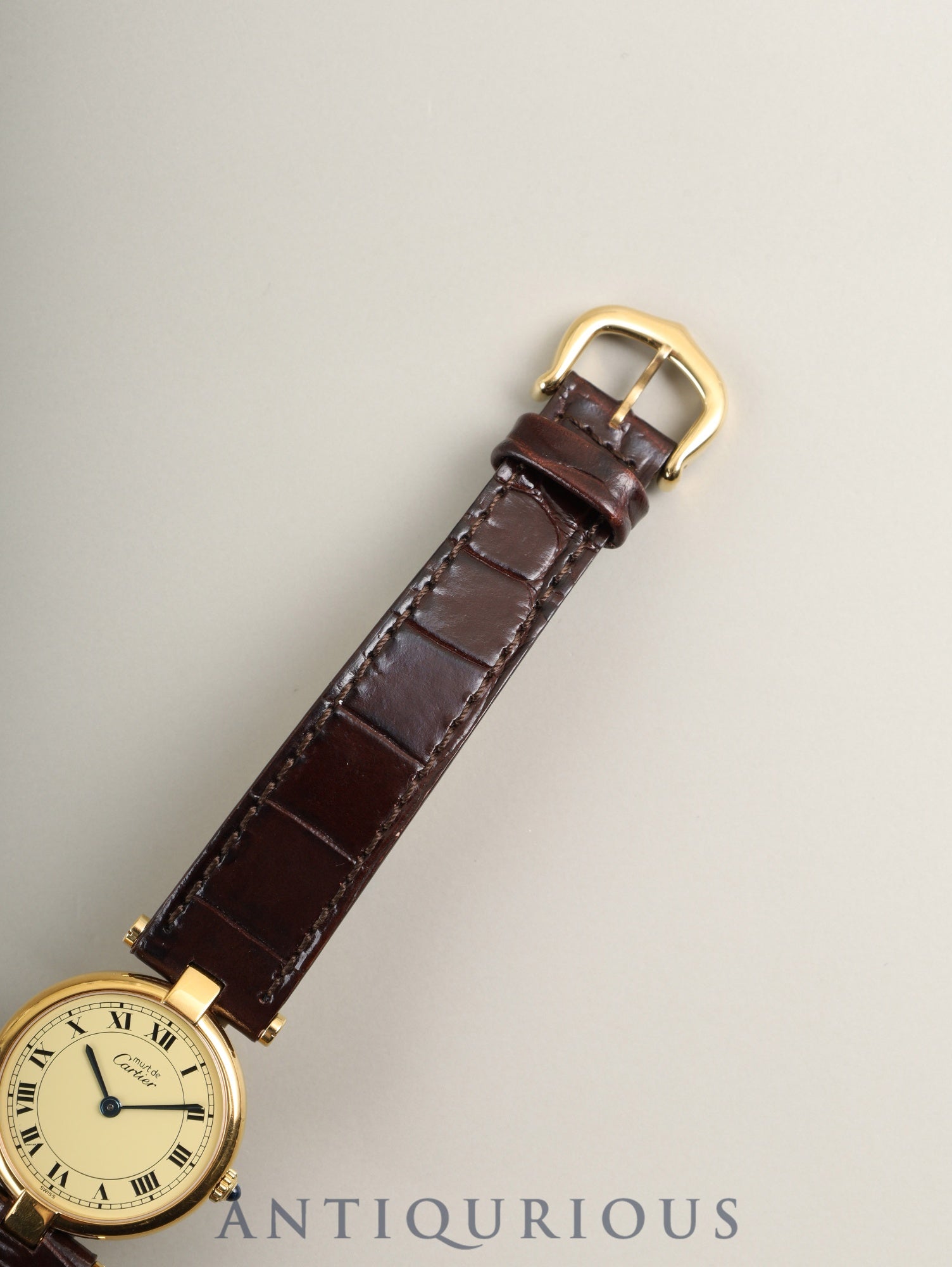 カルティエ  マスト ヴァンドーム VLC SM 18 クォーツ Cal.81 SV925 革 純正ピンバックル（GP）アイボリーローマン文字盤 24mm 箱 冊子 保証書（1990年）オーバーホール済み