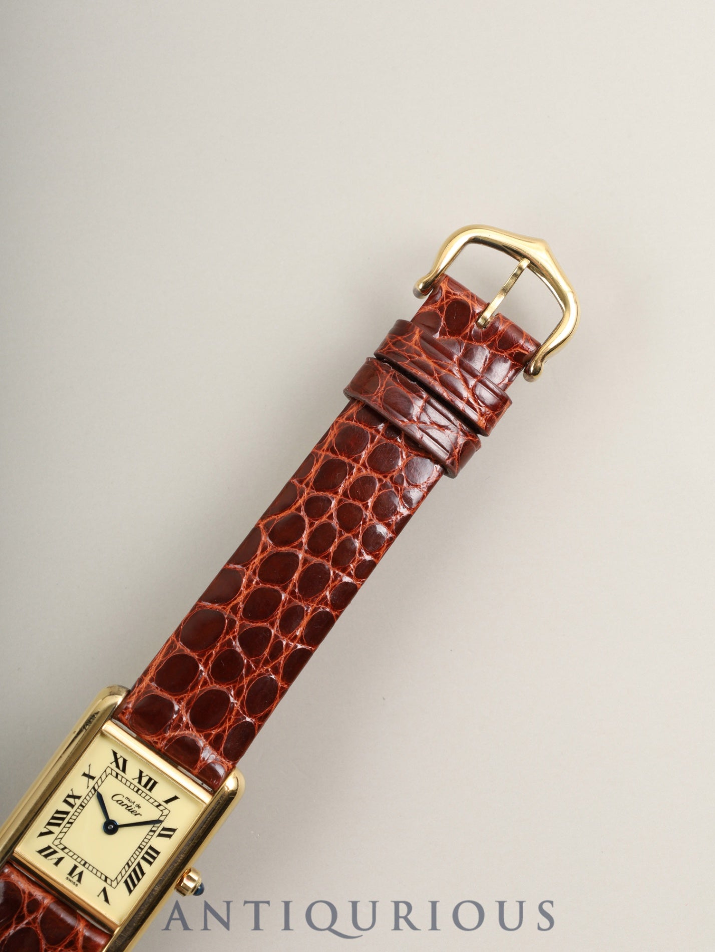 カルティエ マストタンク SM 3 66001 クォーツ SV925 革 純正尾錠（GP） アイボリーローマン文字盤（SWISS表記）1982年頃～1995年頃 カルティエブティックにてコンプリートサービス済み