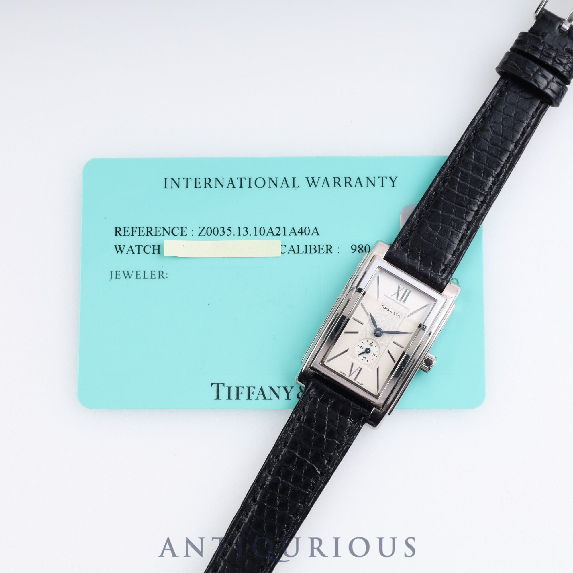 Tiffany Grand Small Second Z0035.13.10A21A40A Quartz Cal.989.153 SS Leather Genuine Buckle (SS) Silver Dial Warranty Card