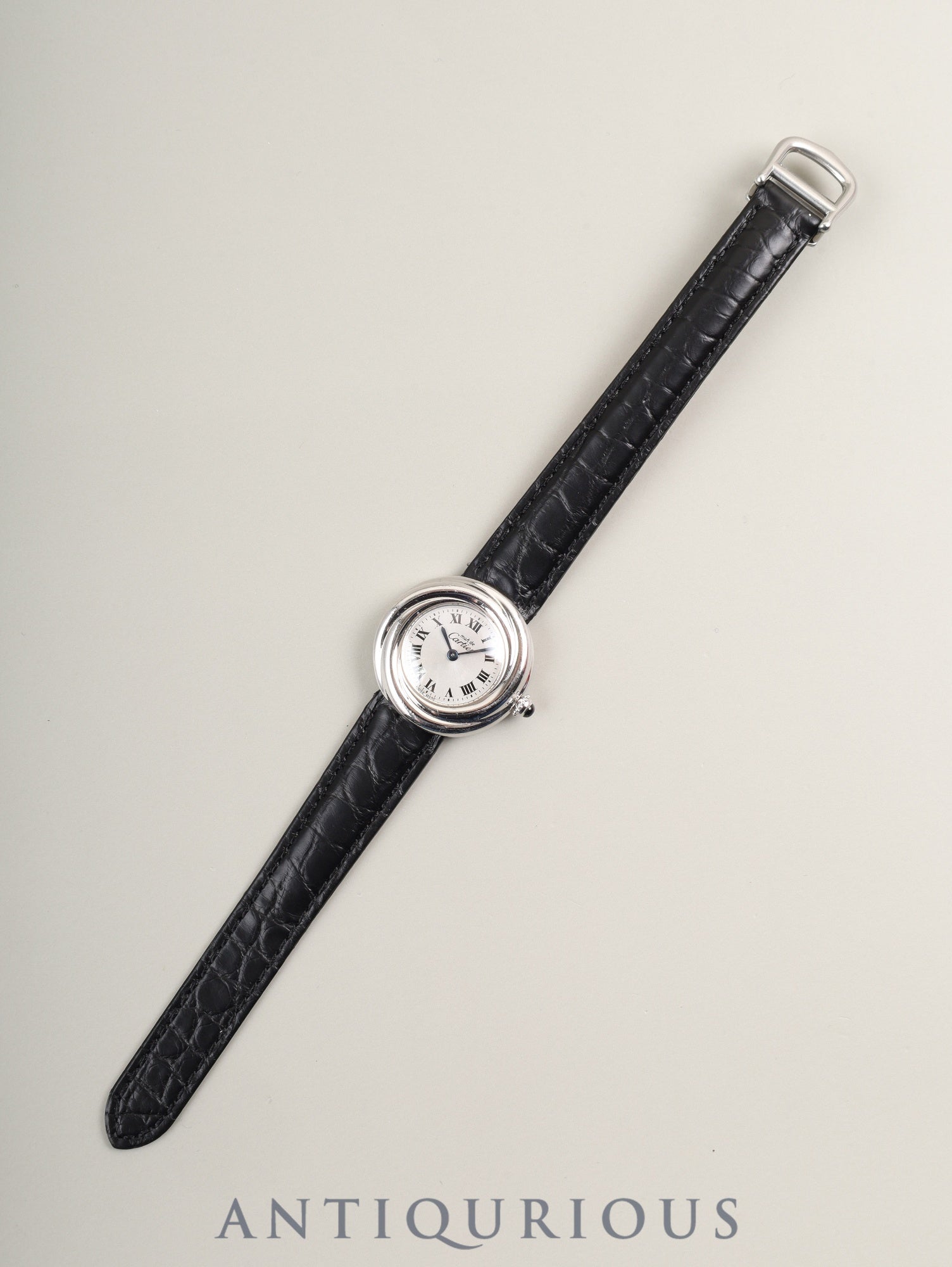 カルティエ マストトリニティ W1014945 / 2439 クォーツ Cal.057 SV925 革 純正Dバックル（SS） シルバーローマン文字盤 箱 オーバーホール済み