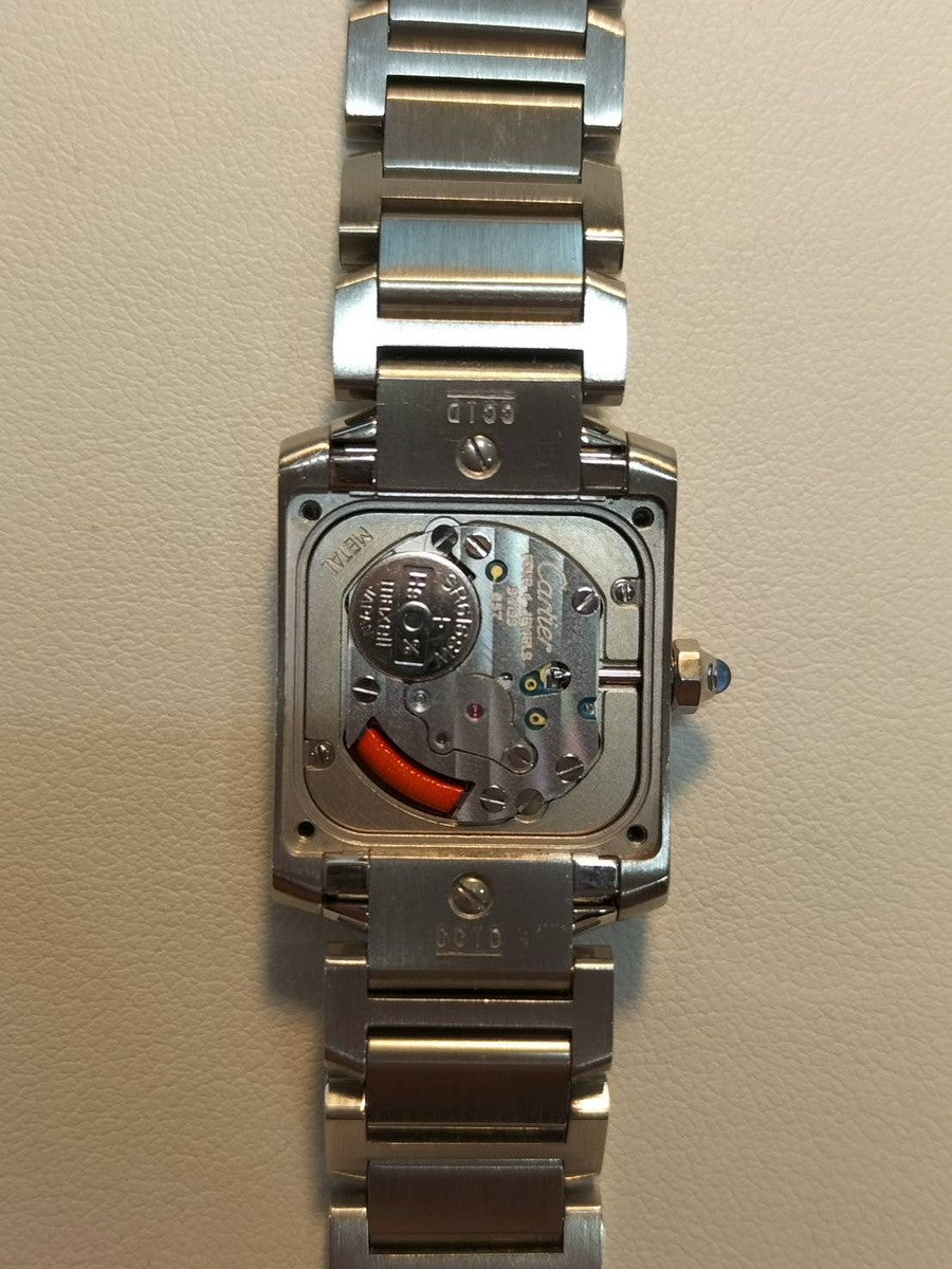 カルティエ タンクフランセーズ SM W51026Q3 / 2384 クォーツ Cal.057 SS SS ブラックローマン文字盤 箱 保証書（2003年）オーバーホール済み