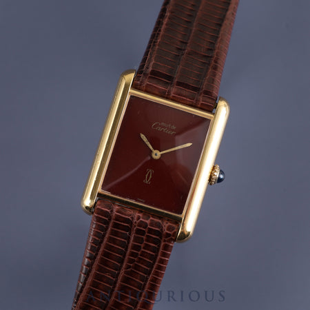 Cartier Must Tank LM Manual winding Cal.78-1 SV925 Leather Genuine buckle (GP) Bordeaux dial Overhauled New finish