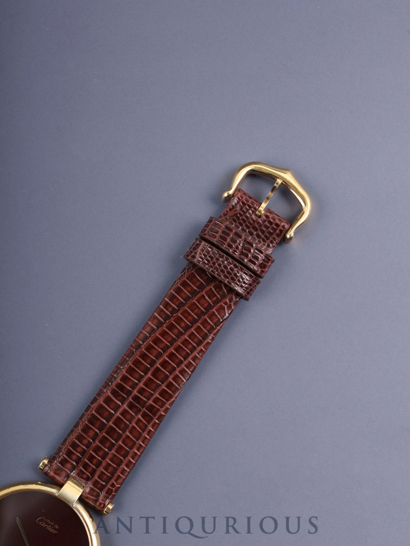 カルティエ マスト ヴァンドーム VLC LM クォーツ SV925 革 純正尾錠（GP）ボルドー文字盤 ガーネットダイアル カルティエブティックにてコンプリートサービス済み