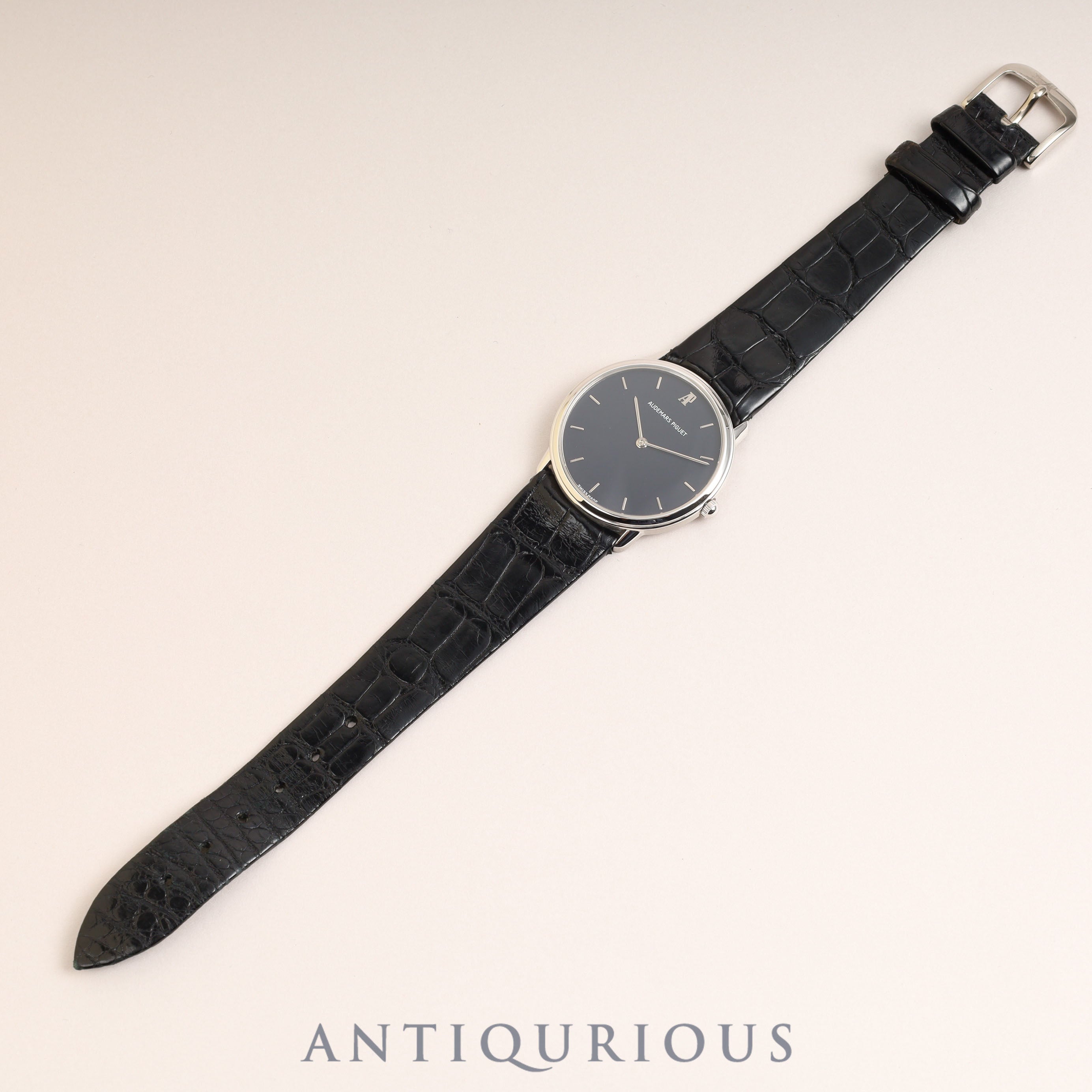 Audemars Piguet Extra Flat Quartz Cal.2612 WG Leather Genuine Buckle (750) Midnight Blue Dial 31.0mm