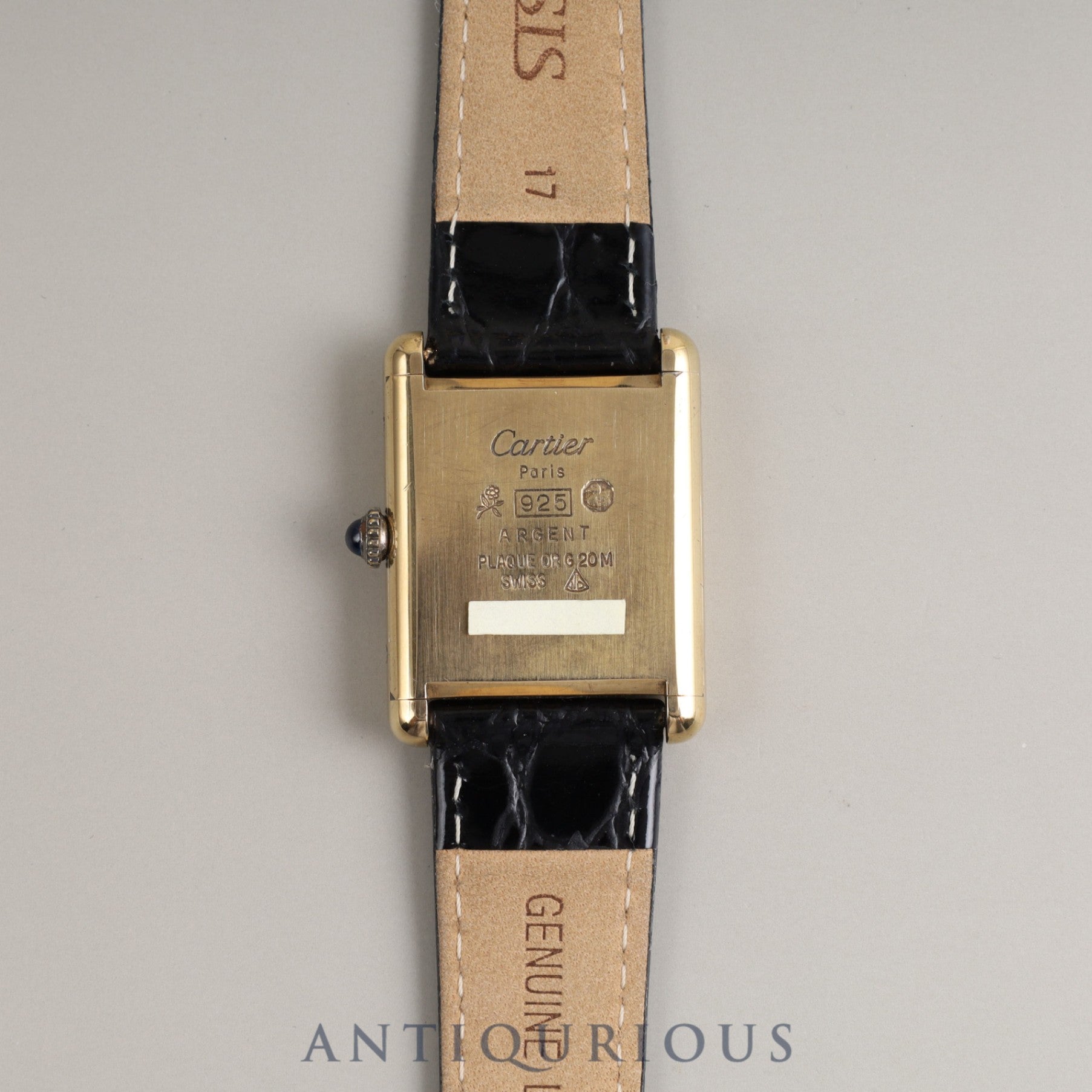 CARTIER Must Tank LM Manual winding 925 Leather Genuine buckle (GP) Black onyx dial Overhauled