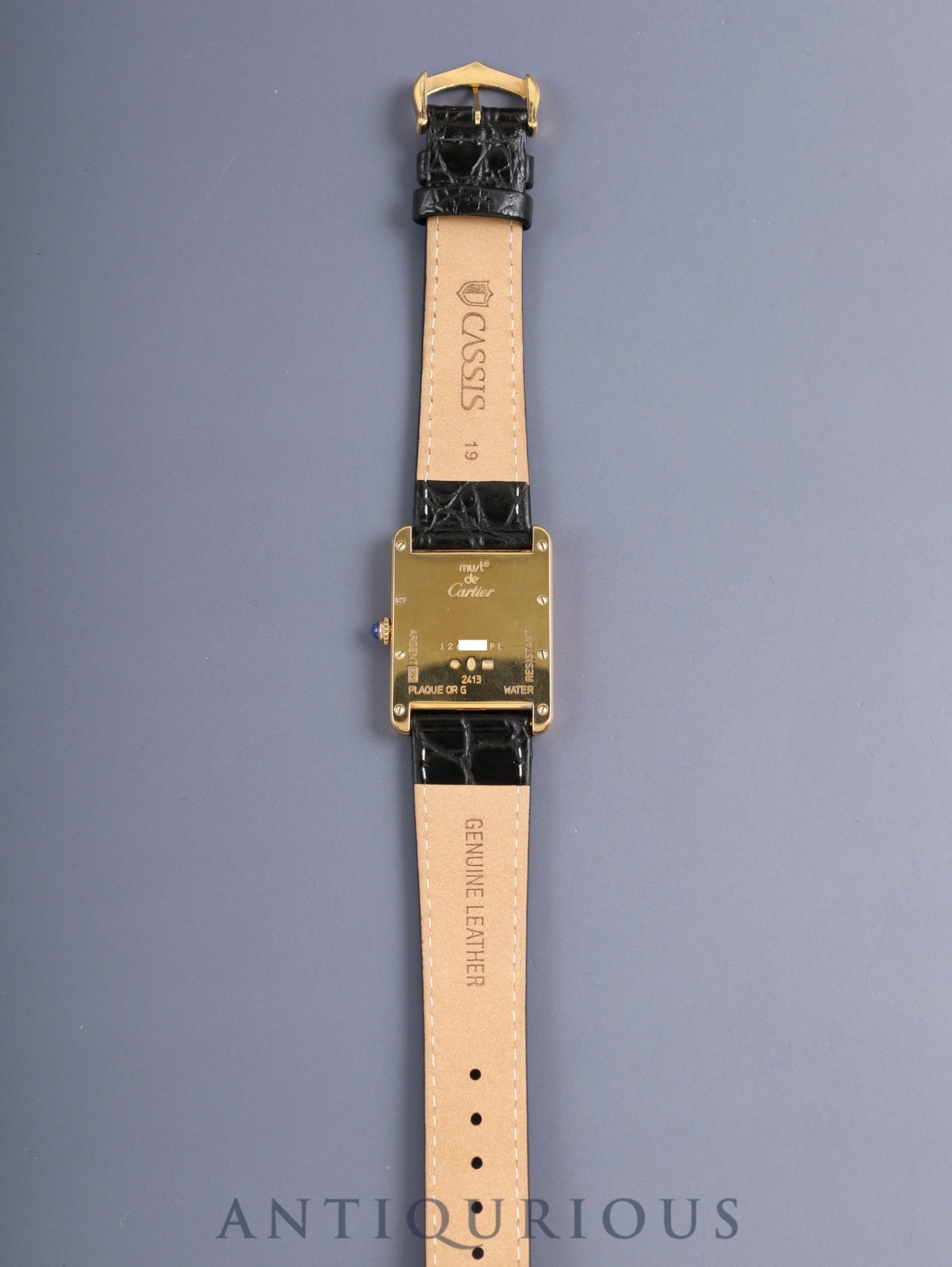 Cartier Must Tank GM (XL) 2413 Quartz Cal.687 SV925 Leather Genuine Pin Buckle (GP) Ivory Roman Dial (SWISS MADE marking) Box Manual Warranty (blank) Overhauled
