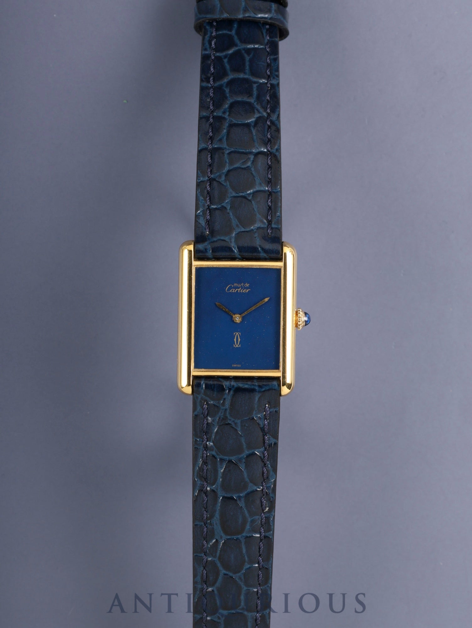 カルティエ マストタンク LM 手巻き Cal.78-1 SV925 革 純正ピンバックル（GP）ラピスラズリ文字盤（SWISS表記 ）オーバーホール済み 新品仕上げ済み