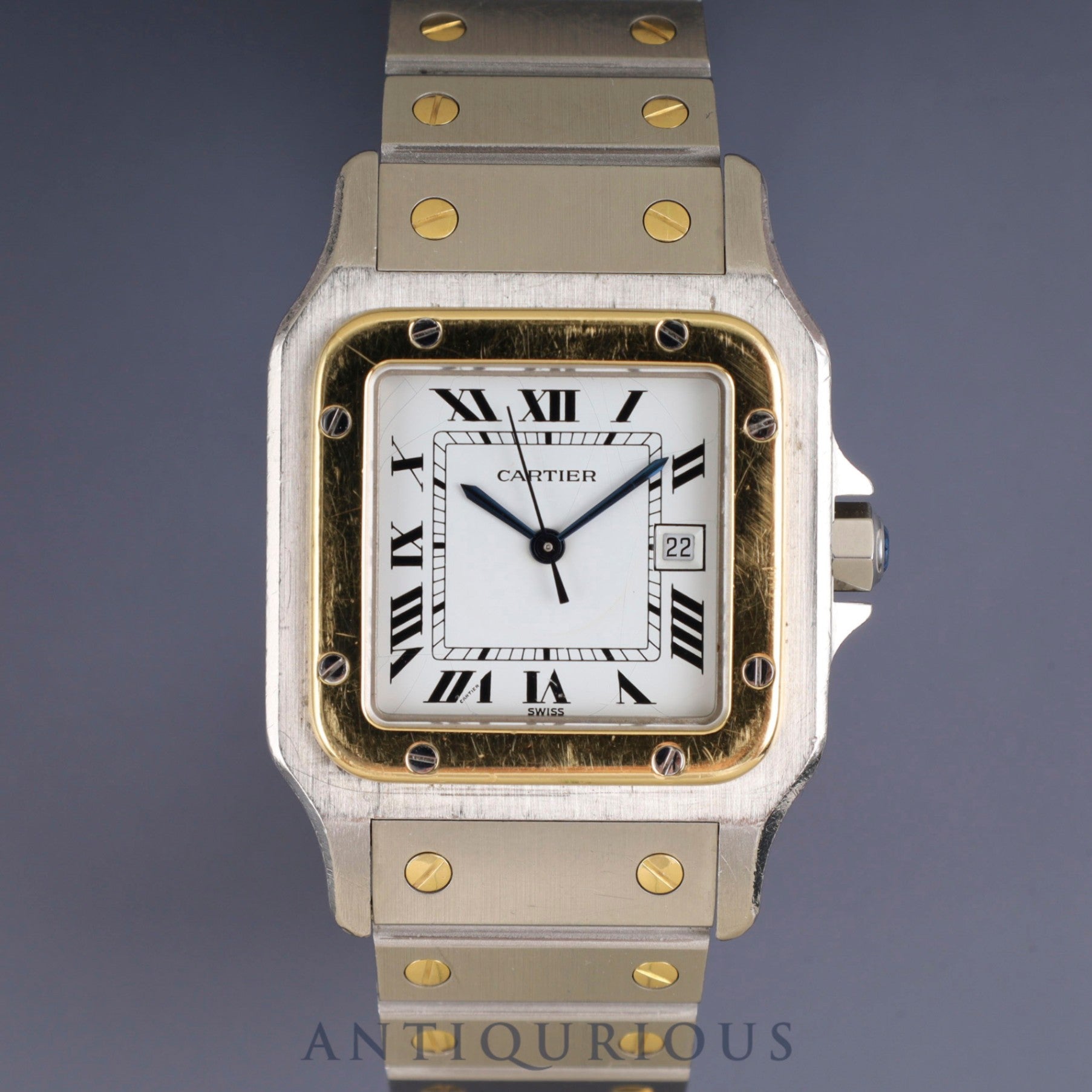 カルティエ サントス ガルベ LM AC23.80GR OR0.750 4.05GR / 2961 自動巻き Cal.2671 SS/YG SS/YG ホワイトローマン文字盤 オーバーホール済み