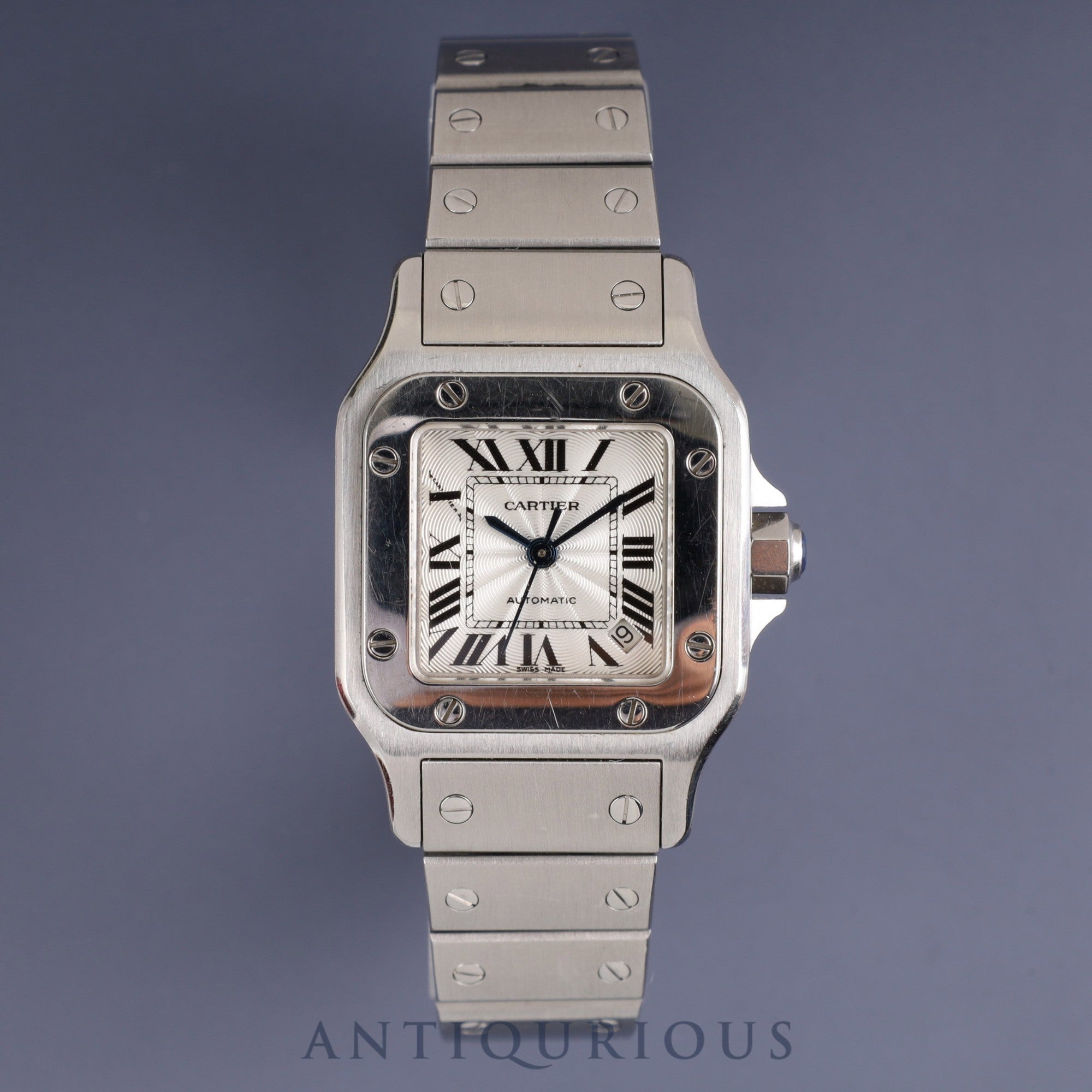 Cartier Santos Galbee SM W20054D6 / 2423 Automatic Cal.077 SS SS Silver guilloche dial Box Overhauled Bracelet cleaned at Cartier boutique