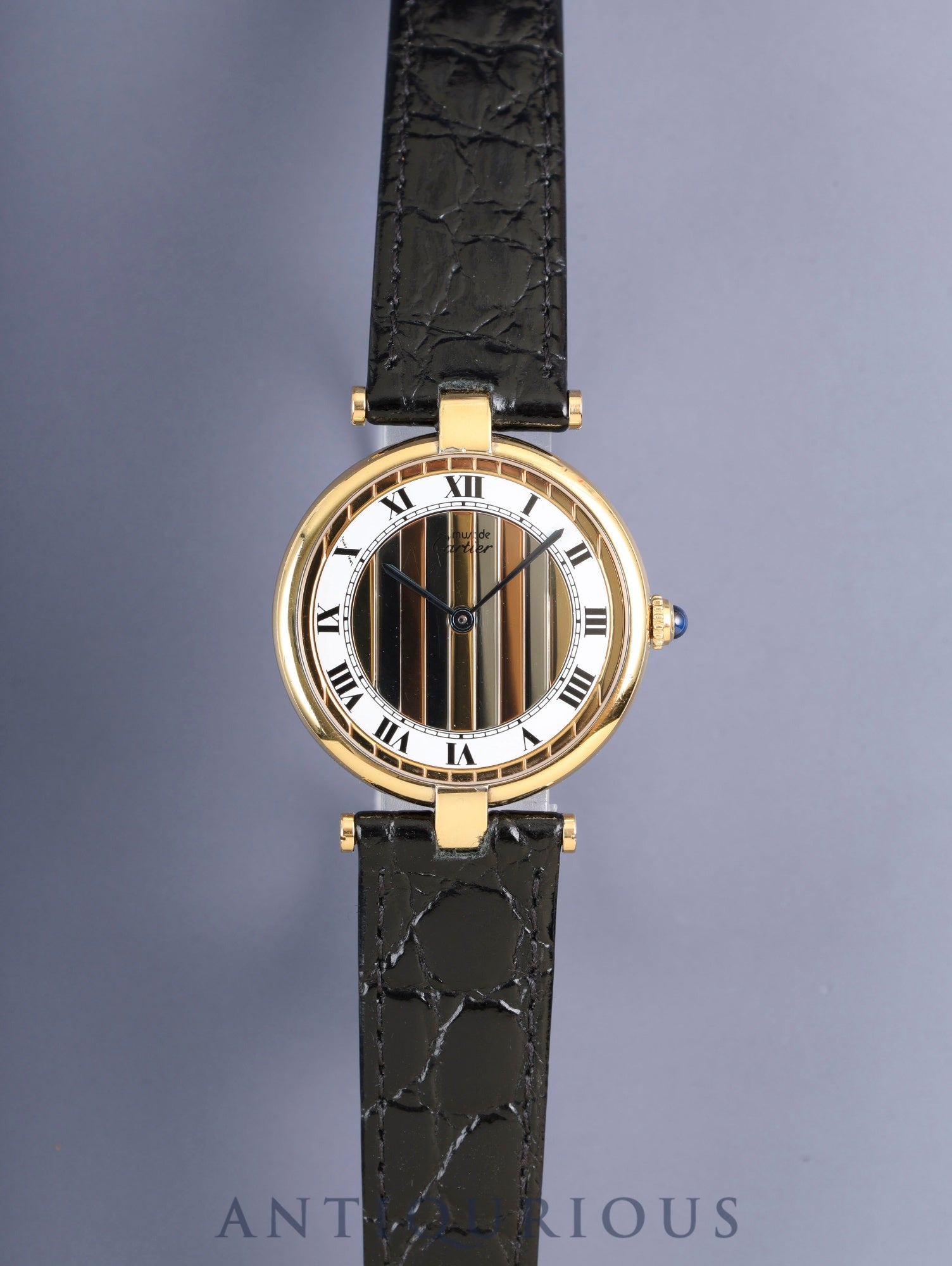 カルティエ マスト ヴァンドーム VLC LM 590003 クォーツ Cal.90 SV925 革 純正ピンバックル（GP） フロントトリニティ文字盤 オーバーホール済み