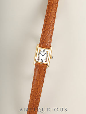 Cartier Must Tank SM 5057001 Quartz Cal.- SV925 Leather strap Original D-buckle (GP) Side Trinity dial (SWISS marking) Complete service completed at Cartier boutique
